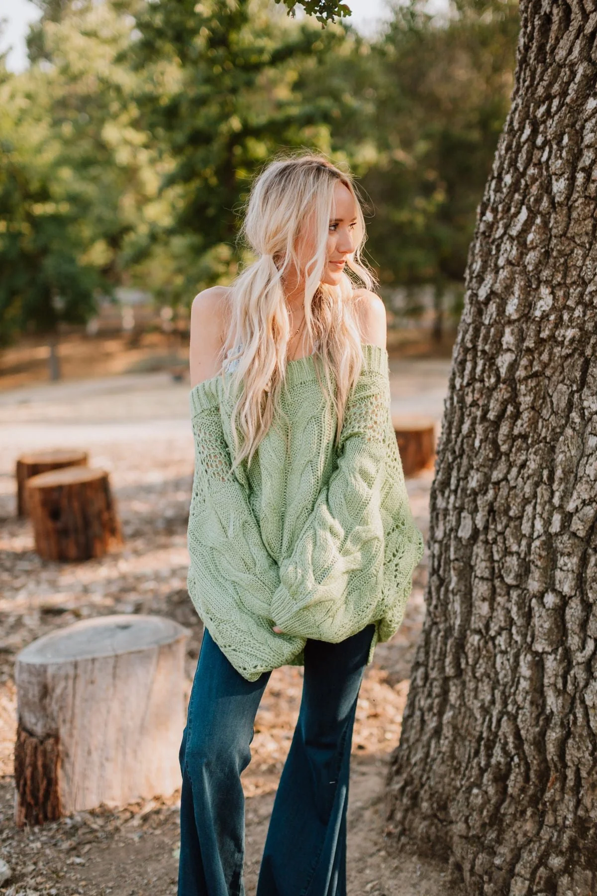Golden Hour Bubble Sleeve Sweater Dress - Light Green - Image 5