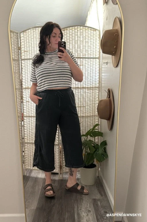 So Comfy Wide Leg Pant Cropped Length - Charcoal - Image 2