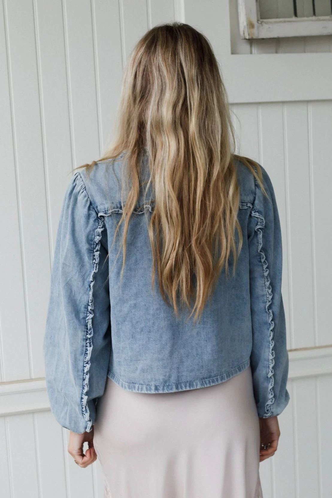 Adrian Tie Front Denim Jacket - Light Denim - Image 4