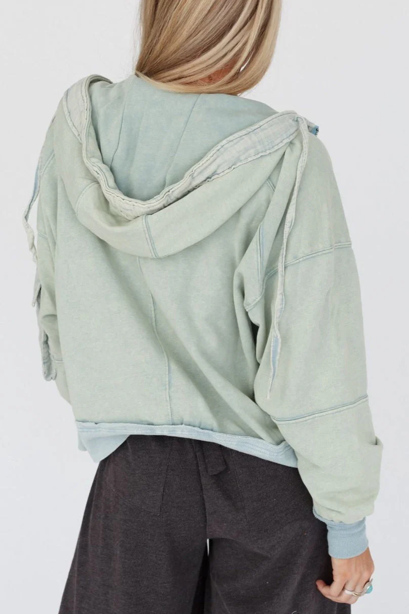 Adventure Awaits Hooded Jacket - Washed Blue - Image 3