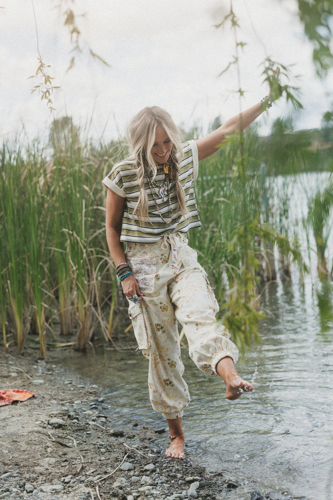 All Day Cool Striped Top - Olive Multi - Image 6
