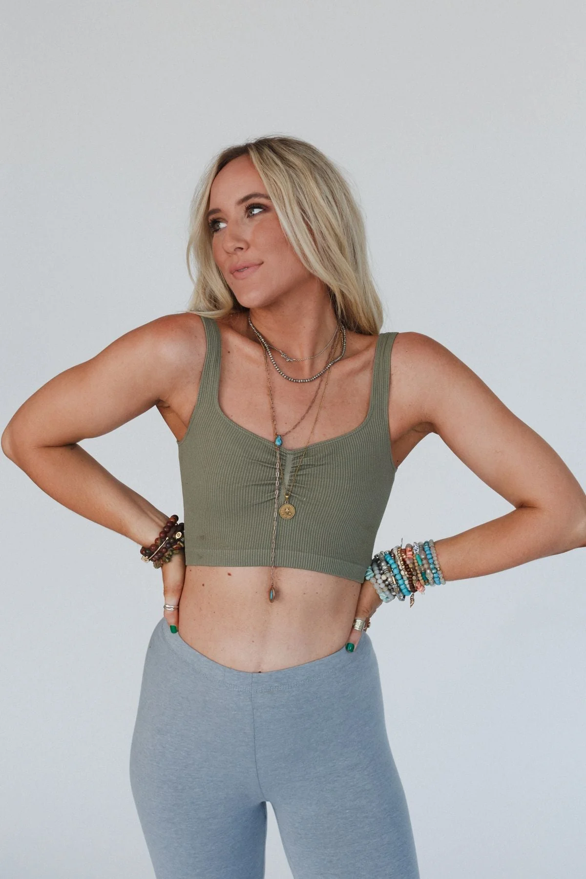 All For One Ribbed Bralette - Sage - Image 2