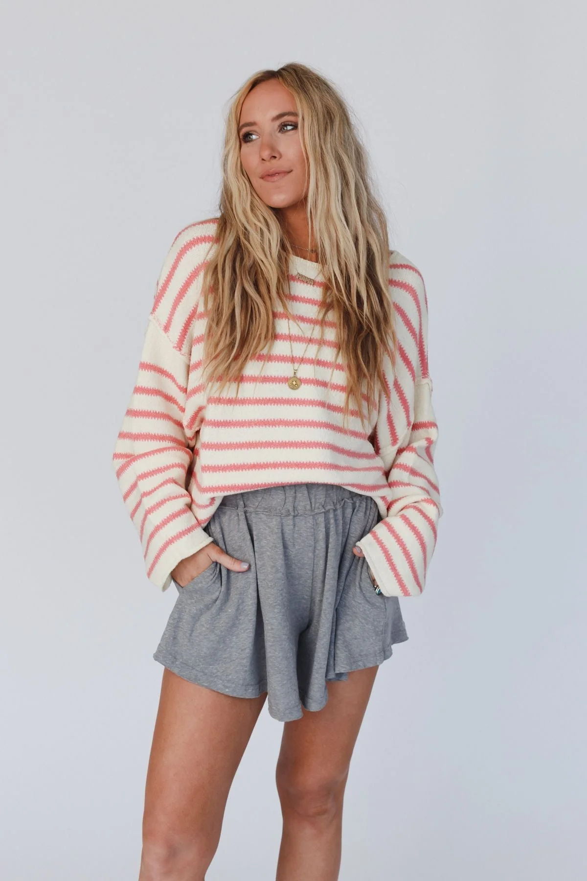 All My Stripes Oversized Sweater - Cream Pink - Image 3