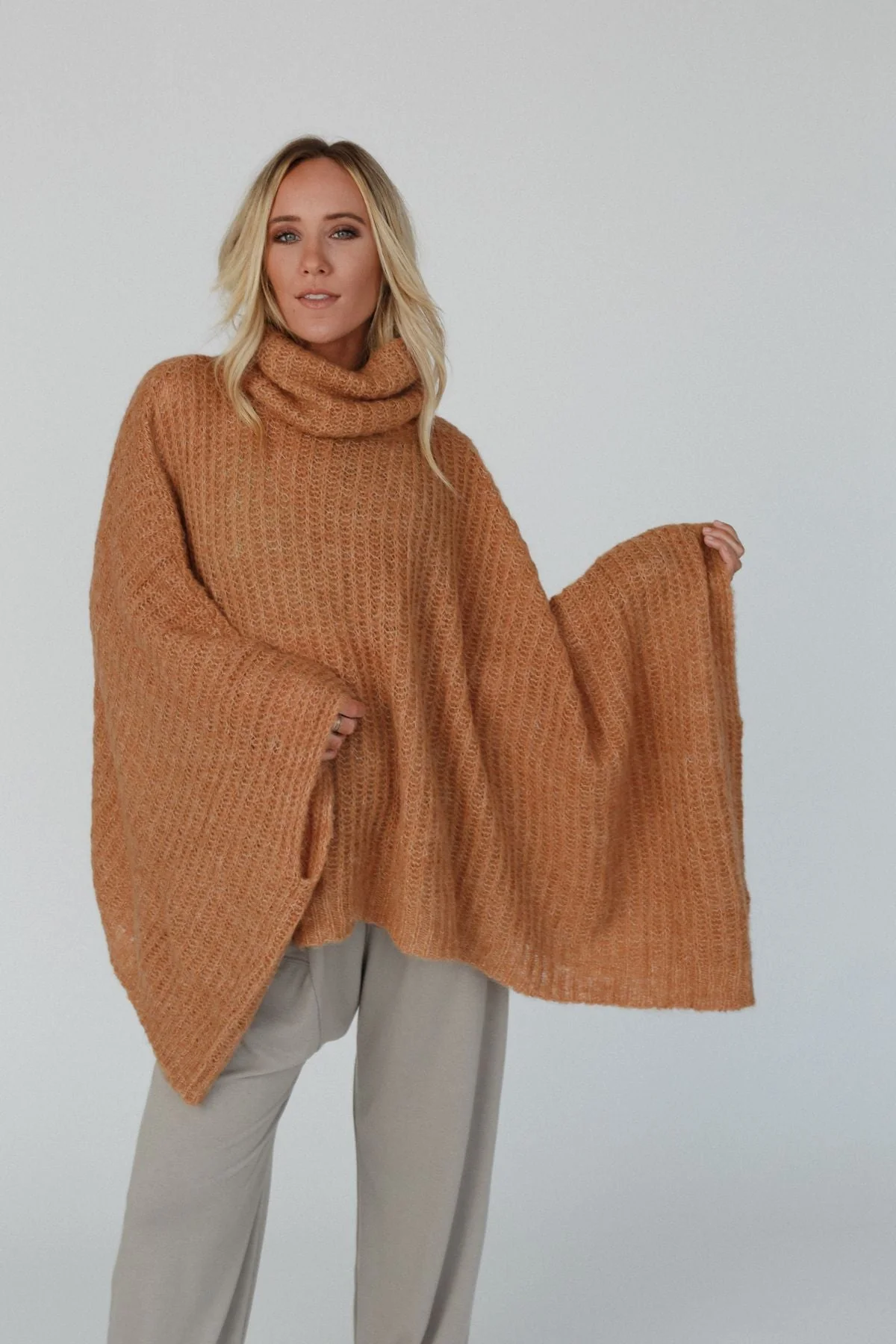 All My Thanks Turtleneck Poncho - Tan - Image 3