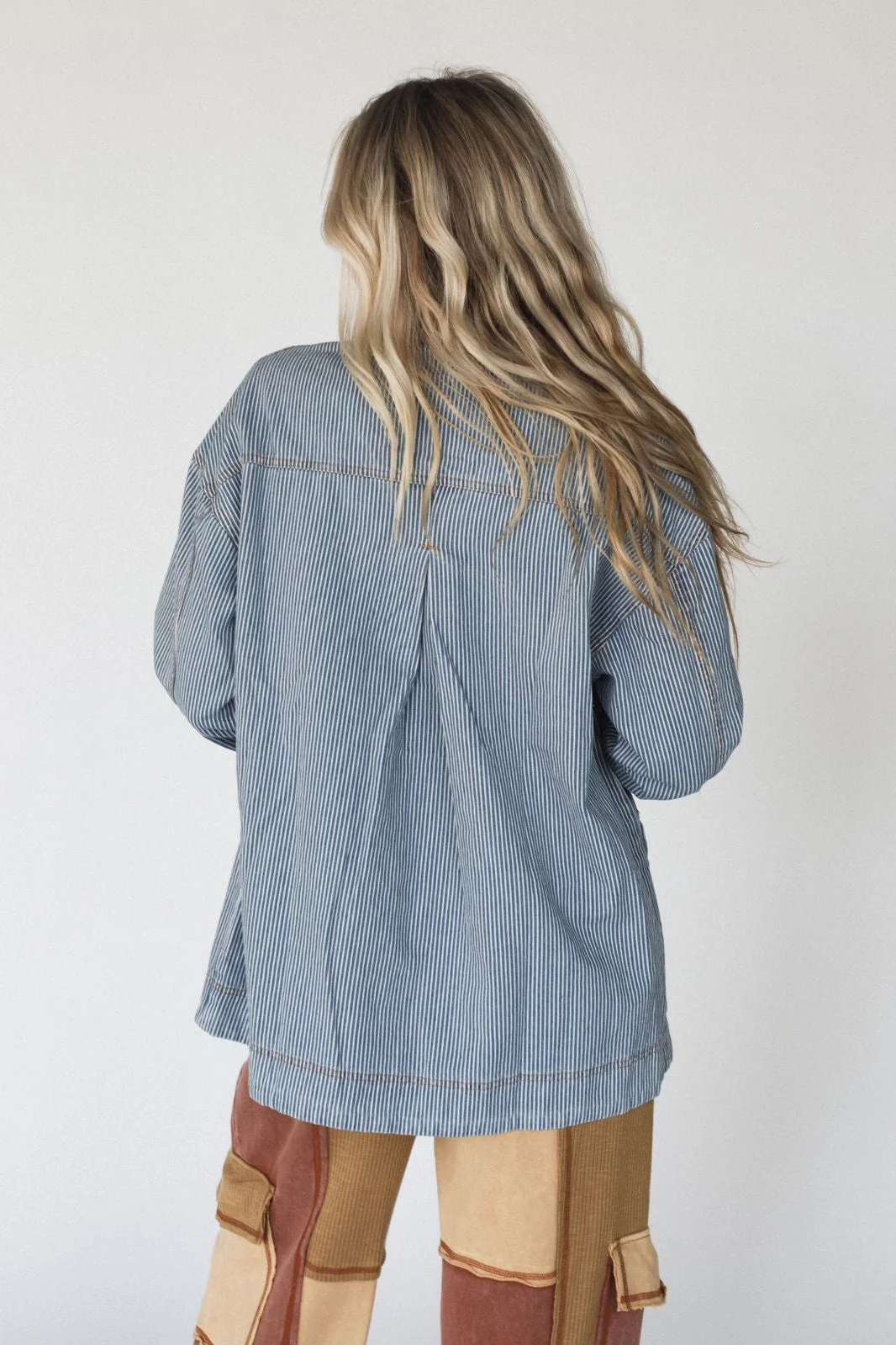 All Seasons Striped Denim Jacket - Blue - Image 3