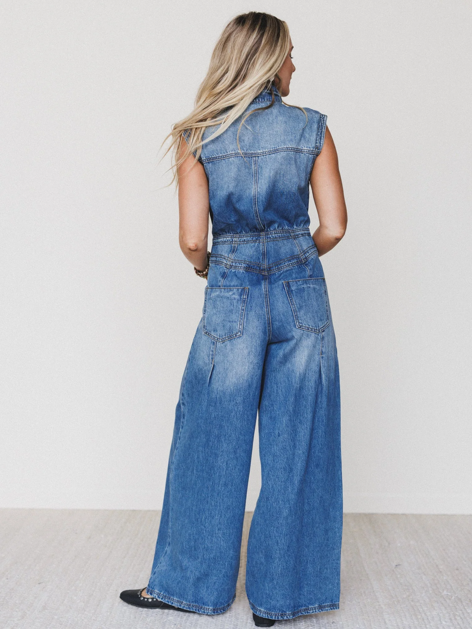 All Star Denim Jumpsuit - Medium Wash - Image 4