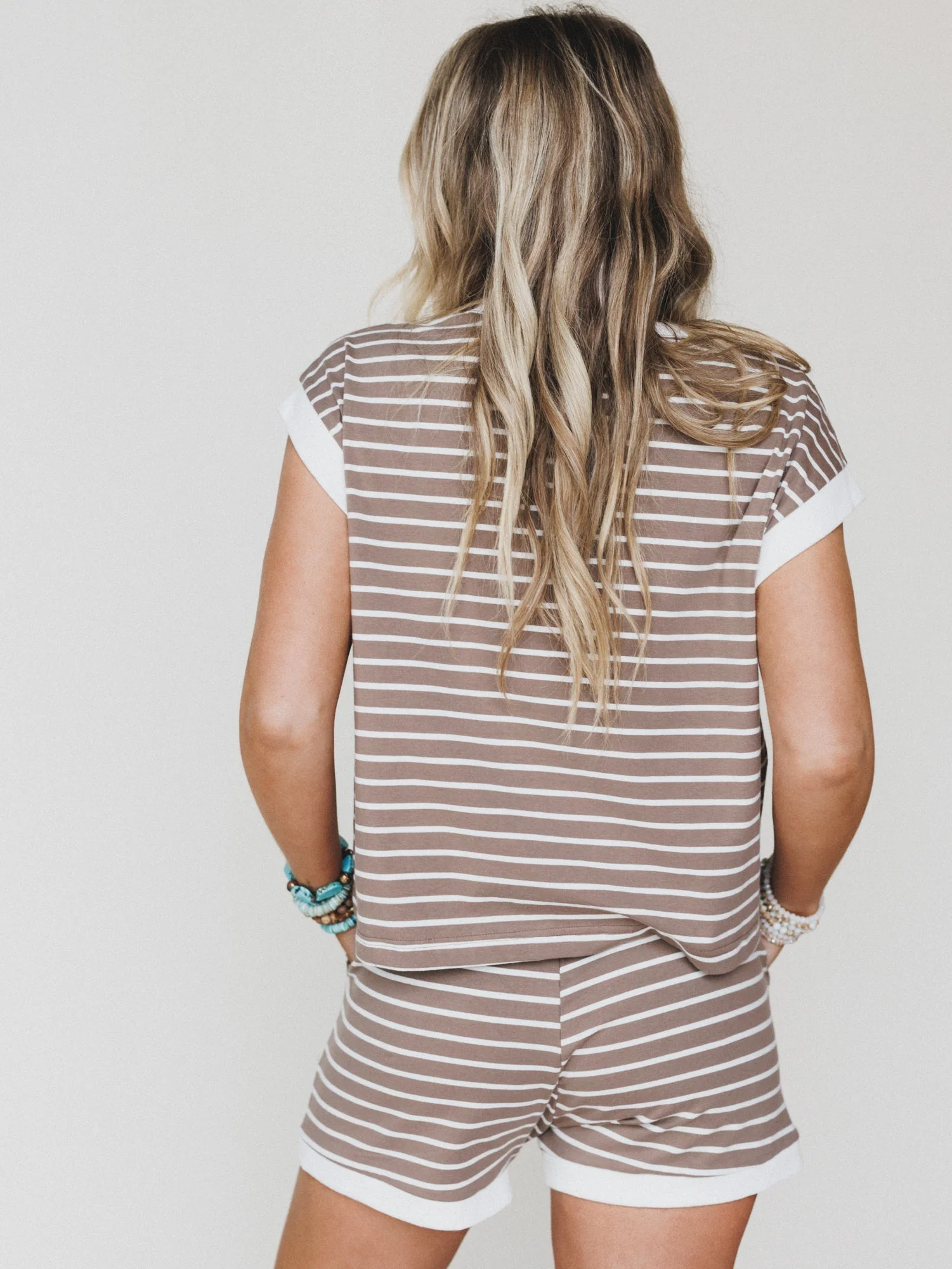 Always In Stripes Short Set - Mocha - Image 4