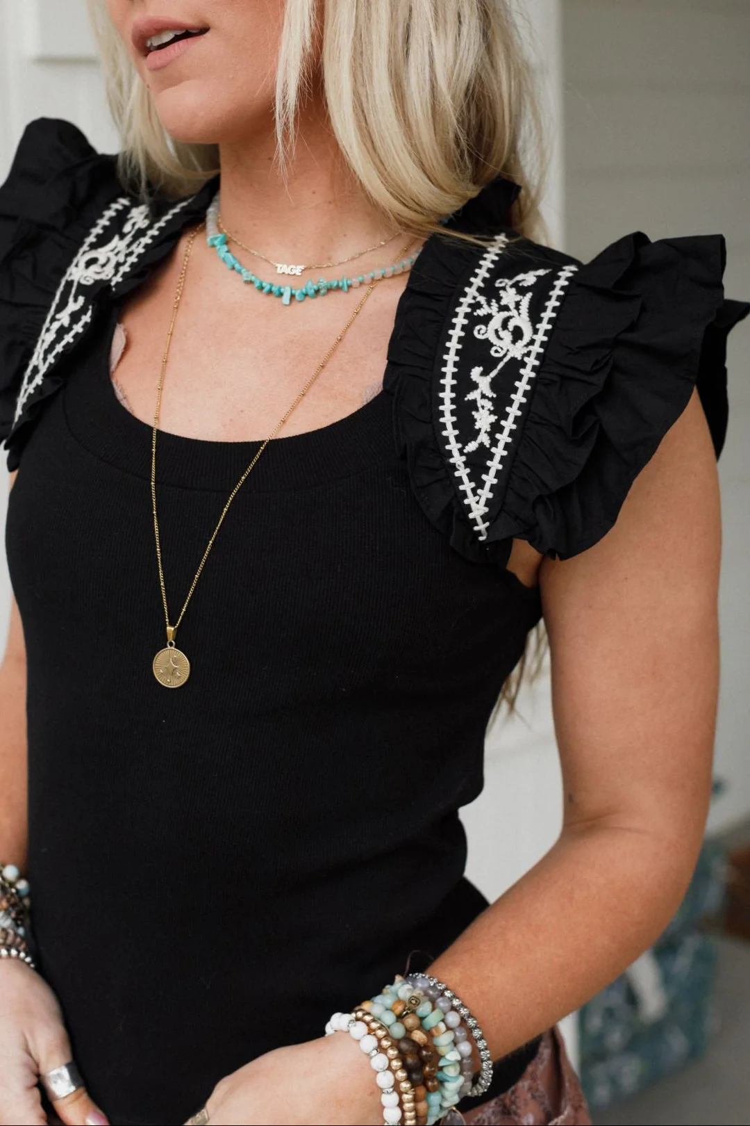 Always Lovely Embroidered Top - Black - Image 3