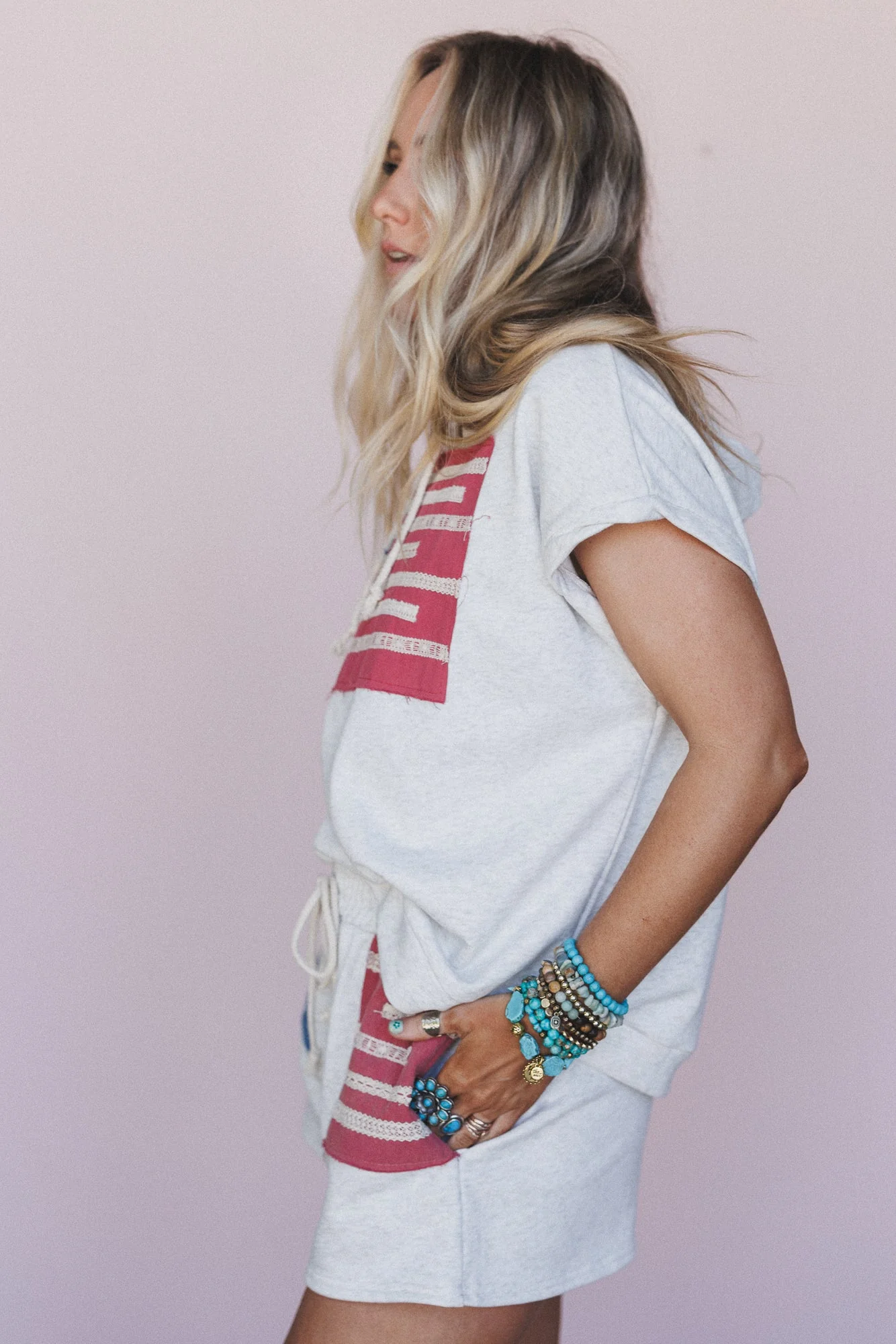 American Dream Hoodie Top - Heather Grey - Image 5