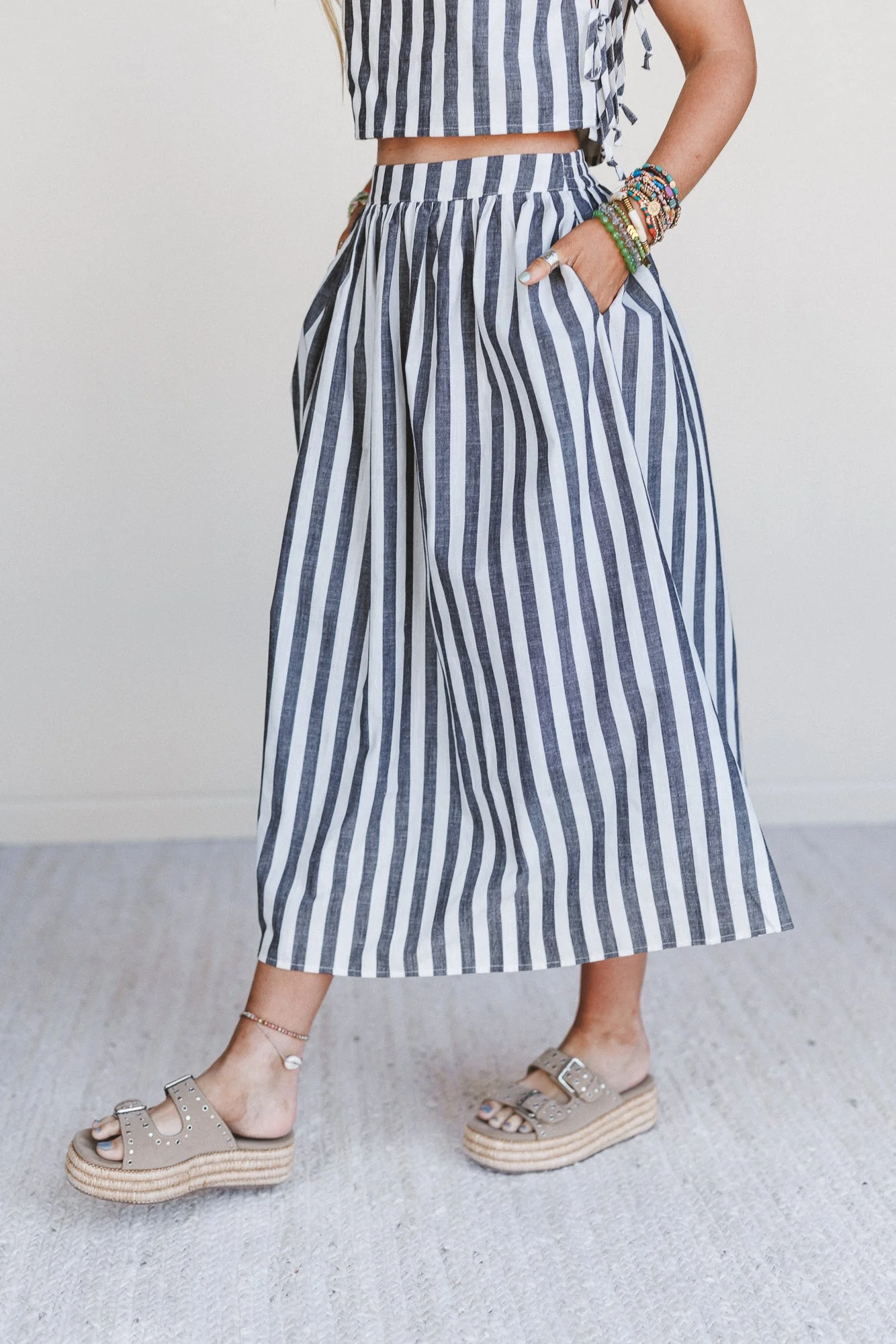 Anchored In Striped Maxi Skirt - Black Multi - Image 2