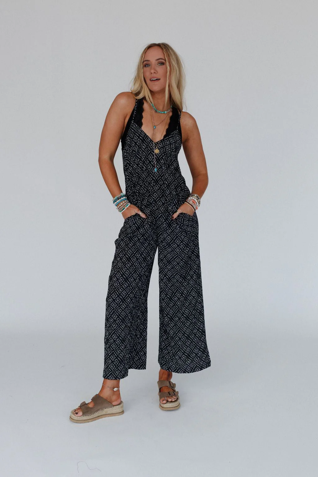 Annabelle Printed Jumpsuit - Black - Image 7
