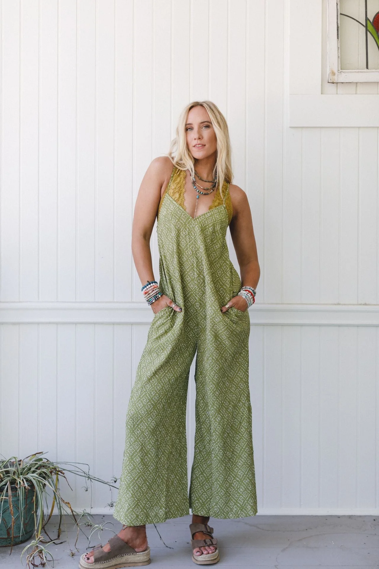 Annabelle Printed Jumpsuit - Olive - Image 2