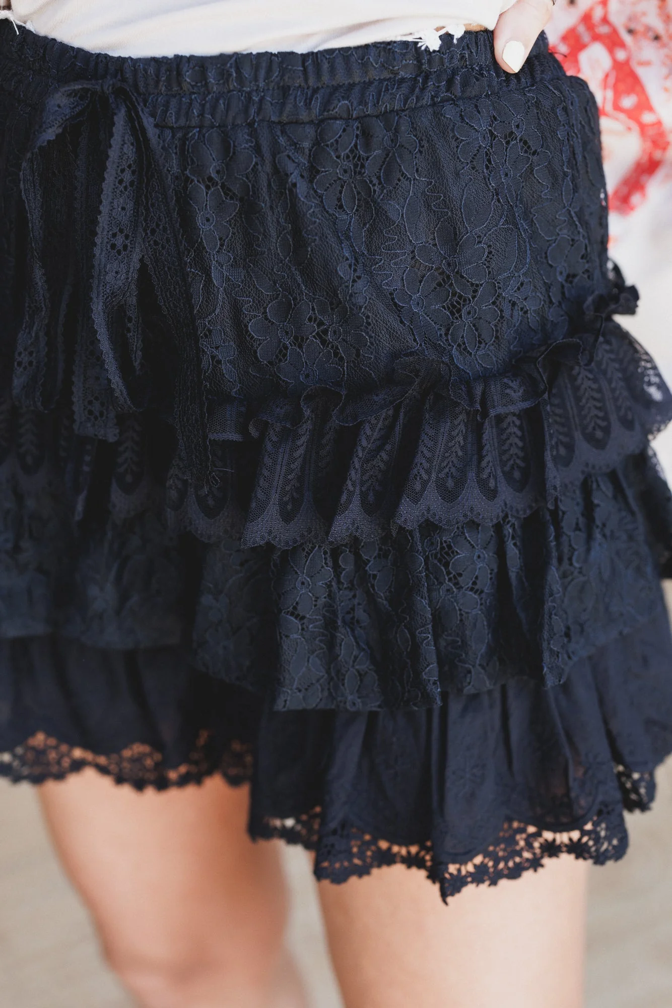 Antoinette Boho Ruffle Shorts - Black - Image 4