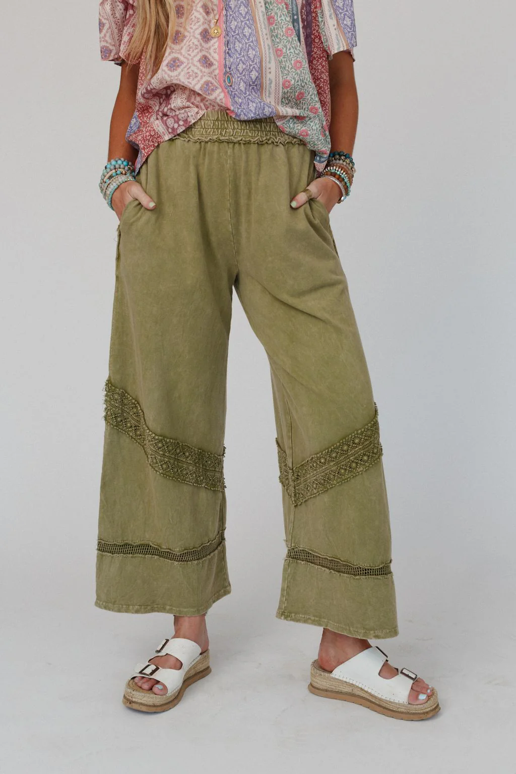 Any Day Wide Leg Pants - Green - Pre Order