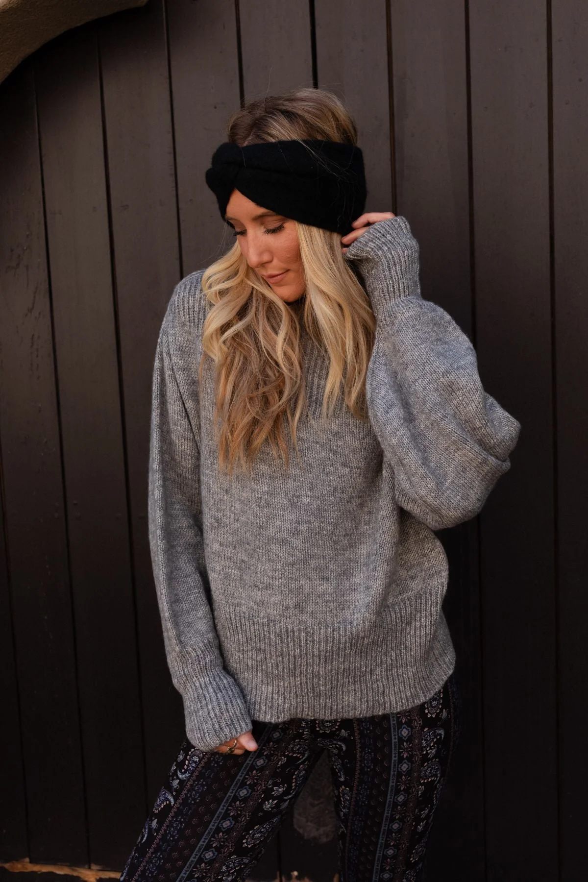 At The Orchard Balloon Sleeve Sweater - Heather Gray - Image 3