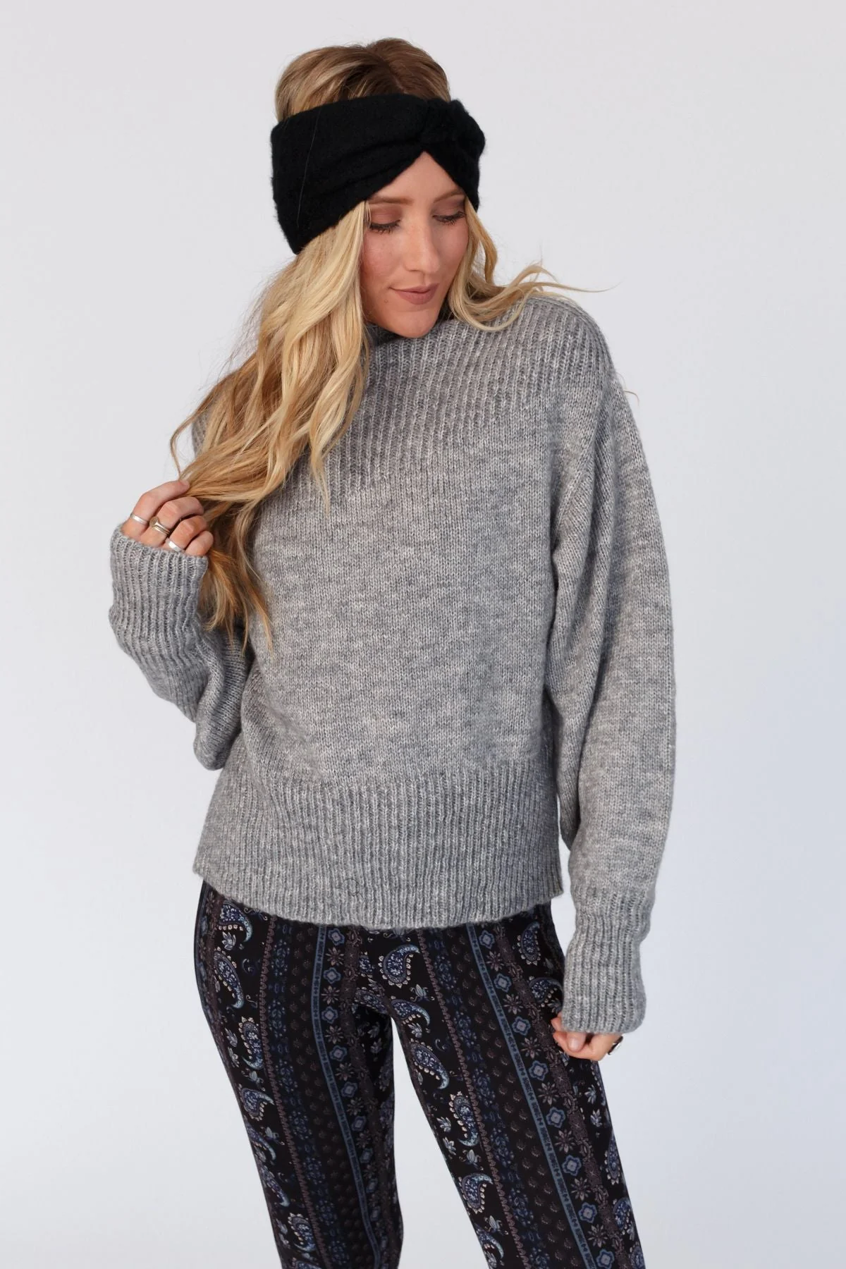 At The Orchard Balloon Sleeve Sweater - Heather Gray - Image 9