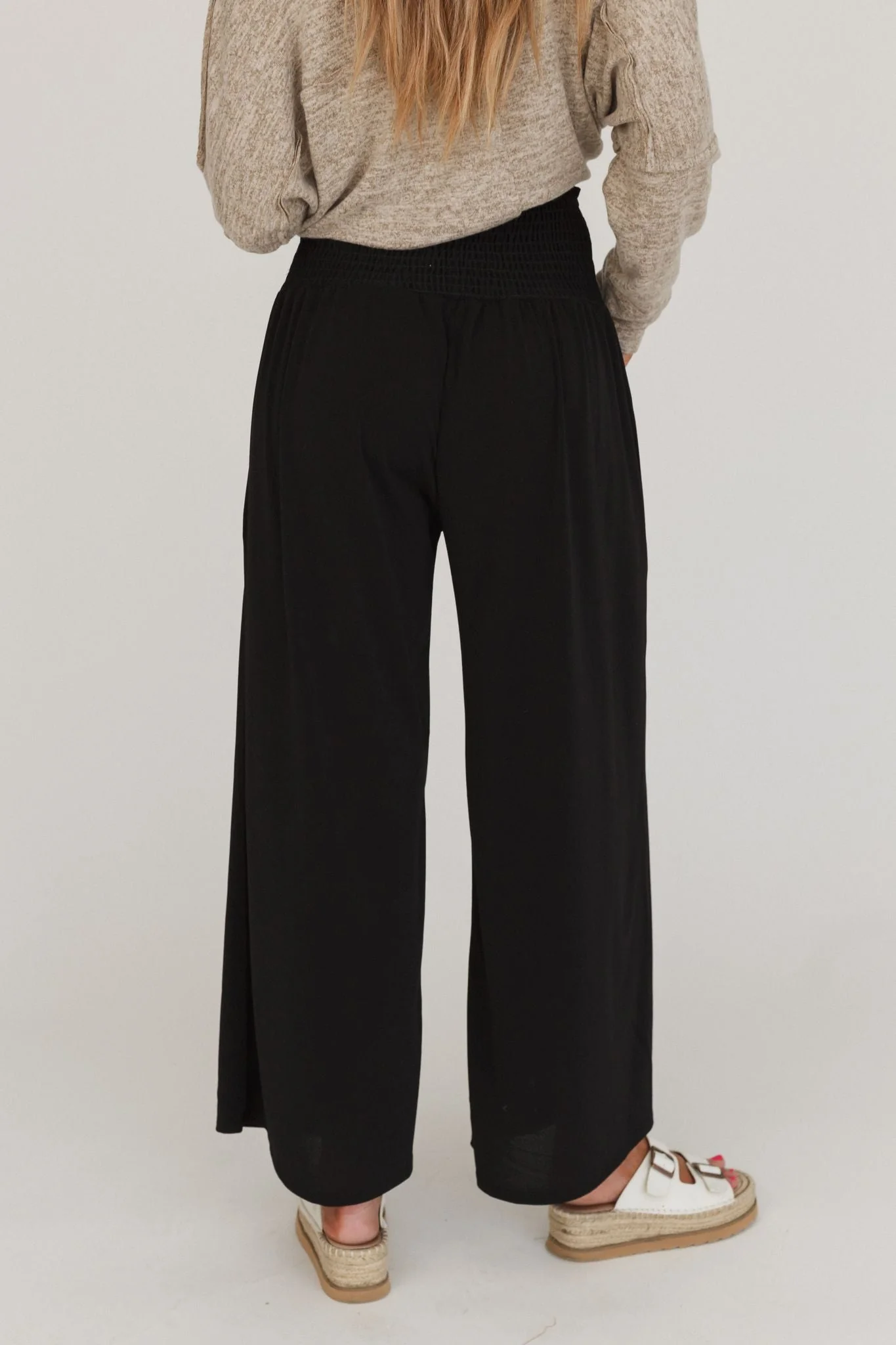 The Nest Aurora Flowy Wide Leg Pants - Black - Image 3