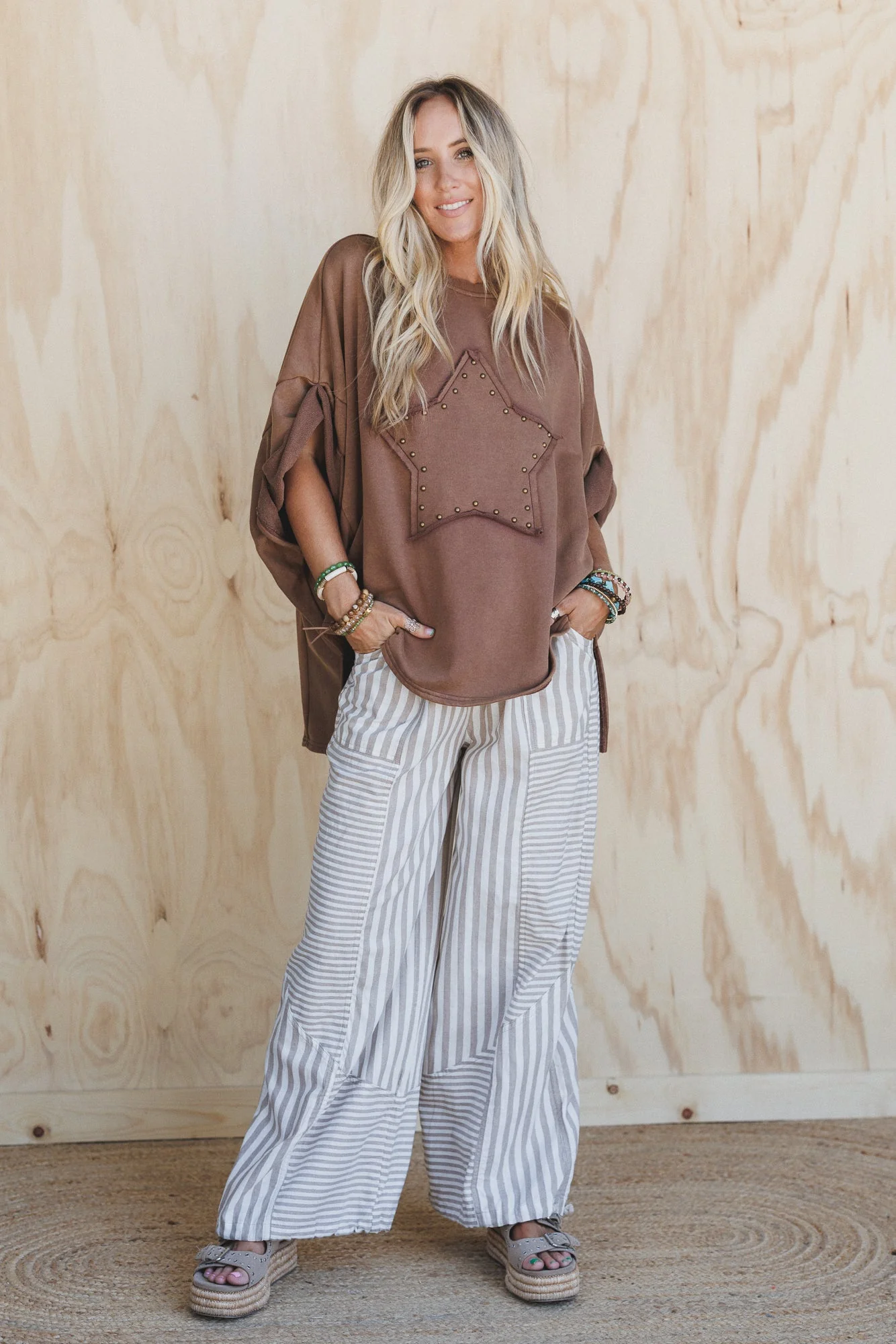 Aveline Striped Pants - Taupe - Image 6