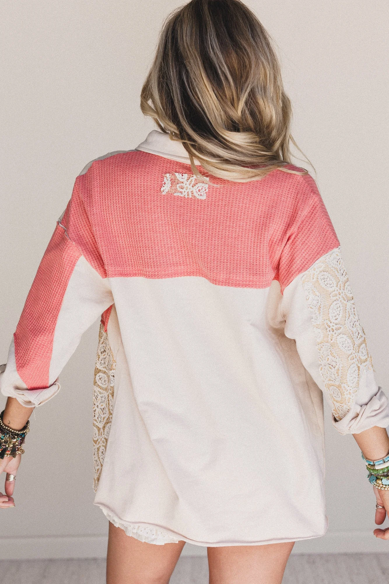 Azaria Button Down Top - Coral - Image 5