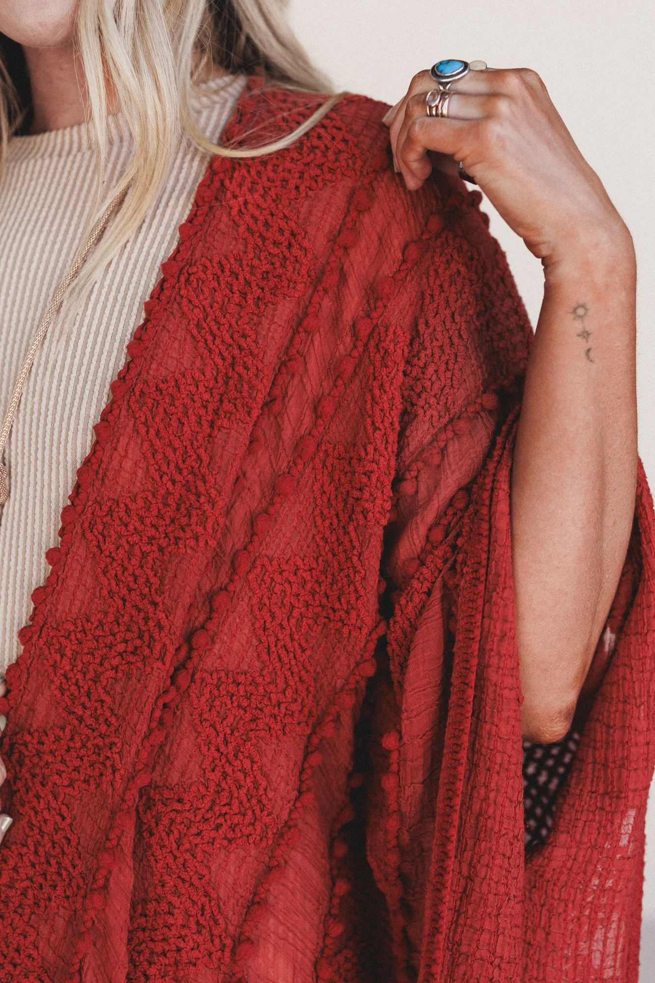 Bali Embroidered Kimono - Rust - Image 2