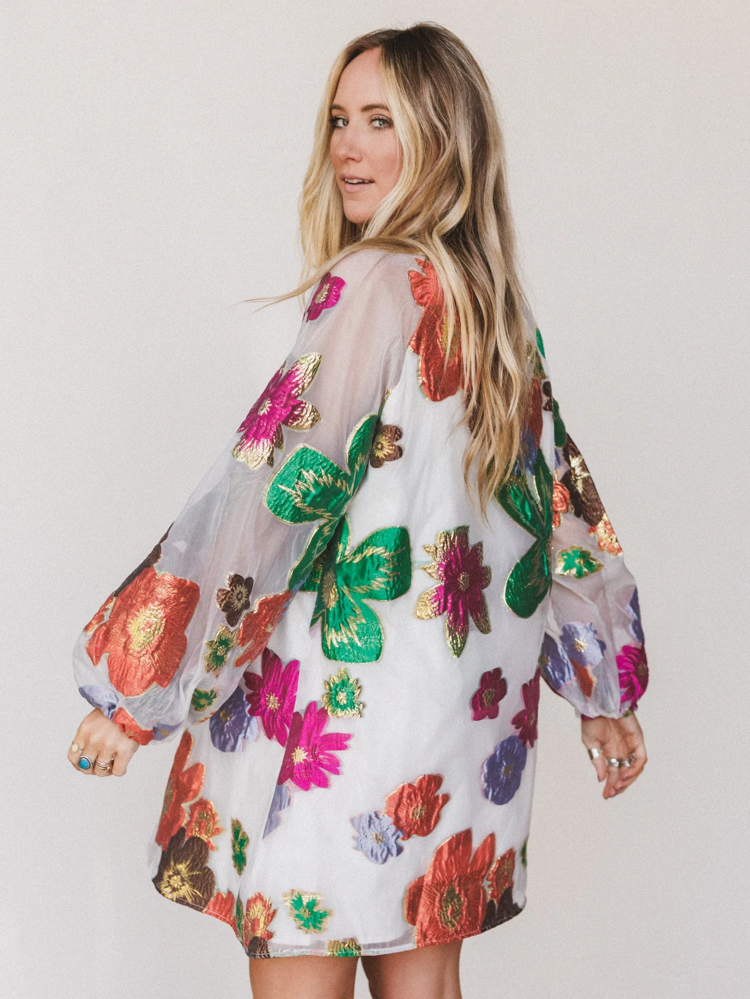 Ballad Sky Floral Dress - Cream - Image 4