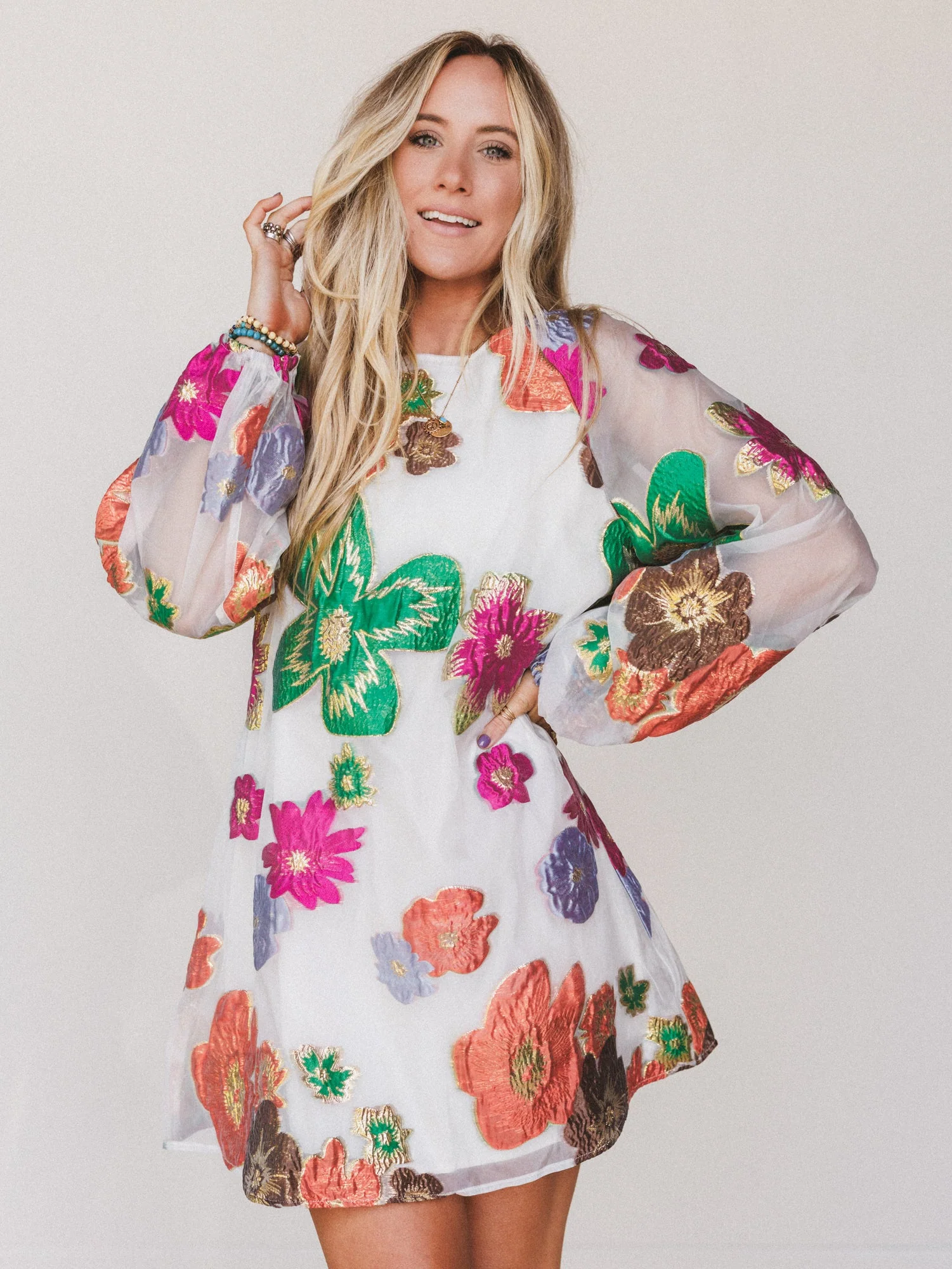 Ballad Sky Floral Dress - Cream - Image 2