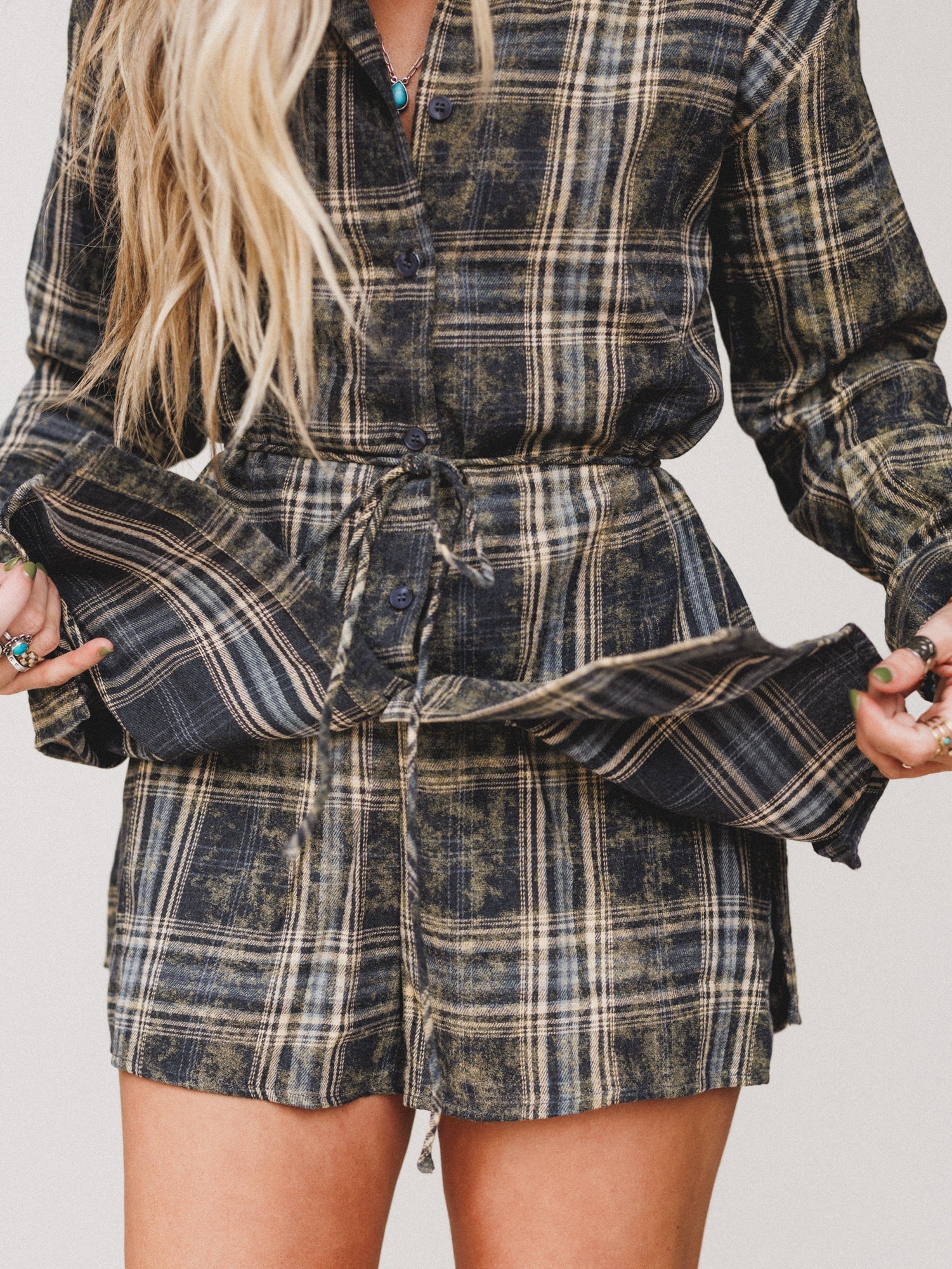 Beach Picnic Button Up Dress - Navy - Image 3