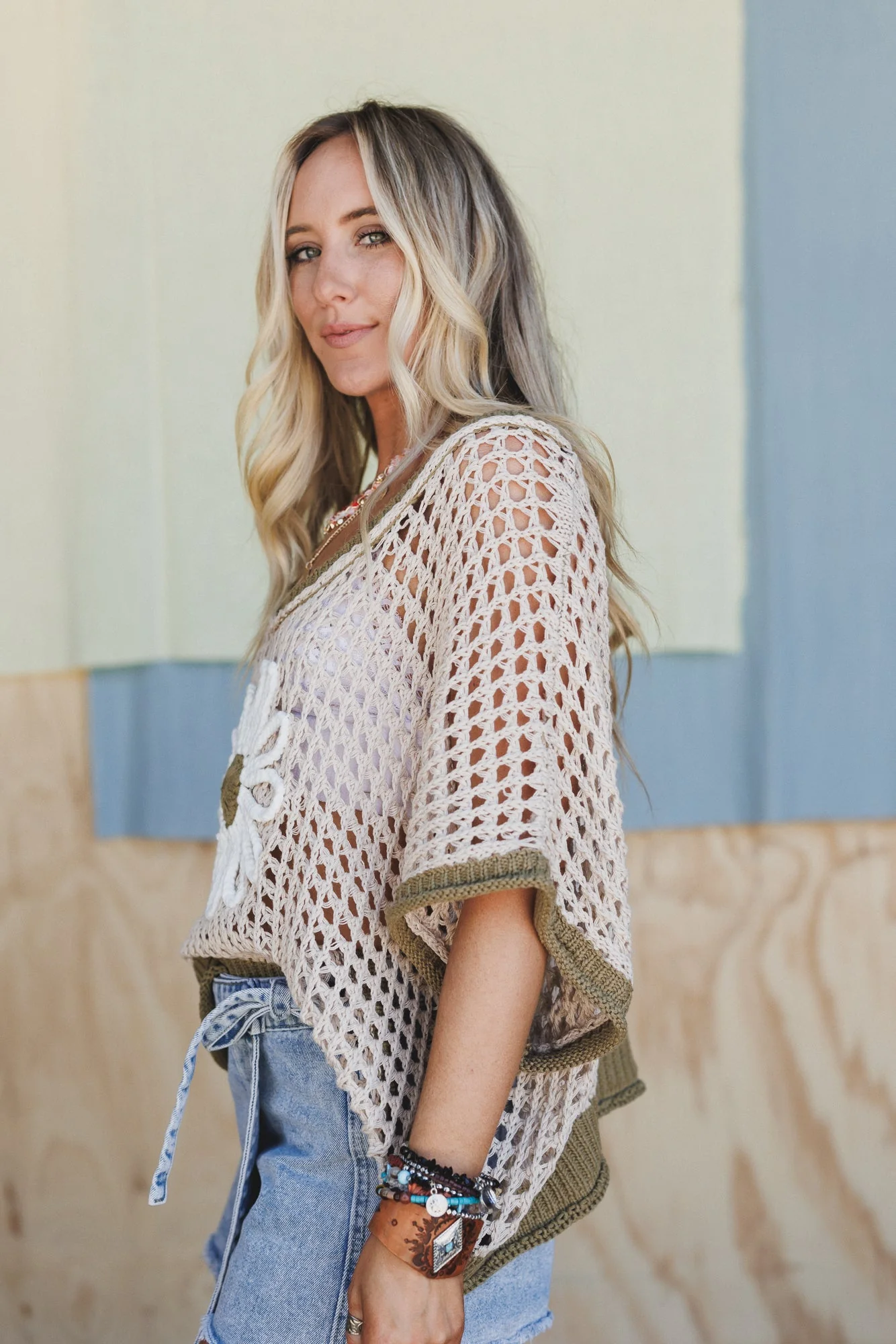 Beachy Breeze Flower Sweater - Beige - Image 3