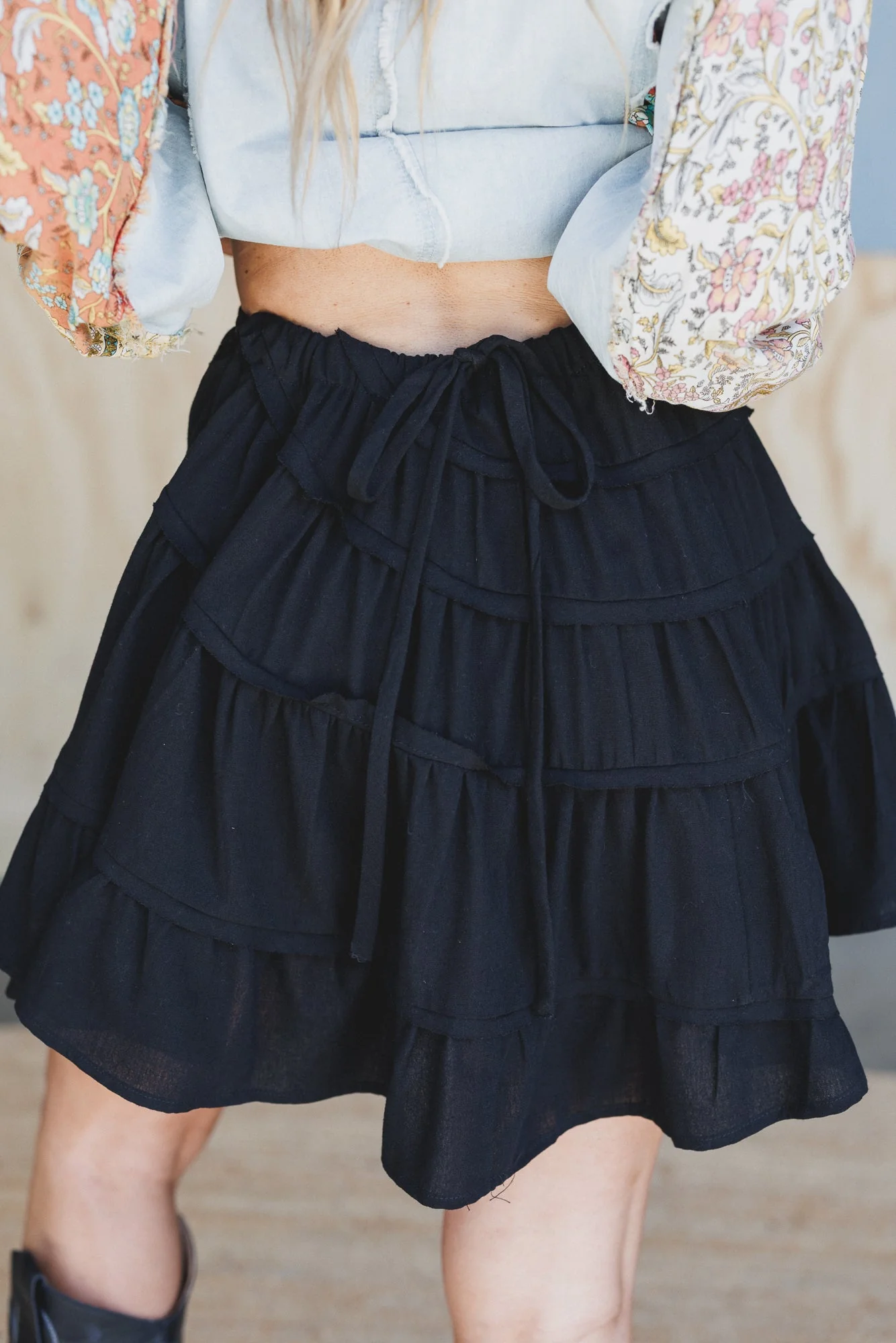 Becky Tiered Skirt - Black - Image 2