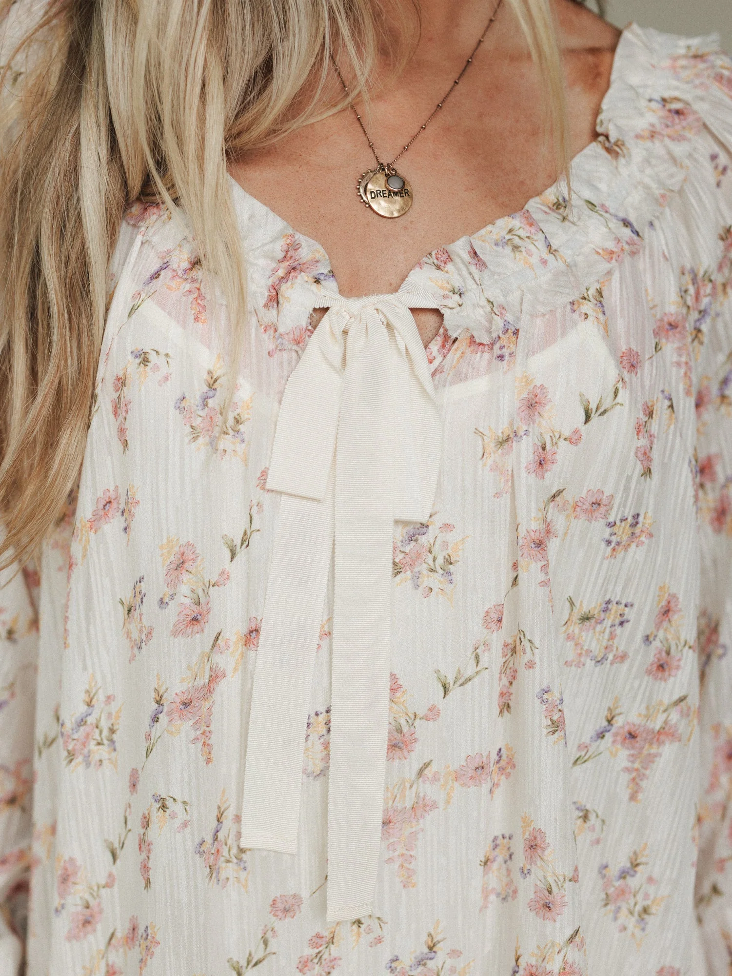 Beth Floral Print Dress - Cream - Image 3