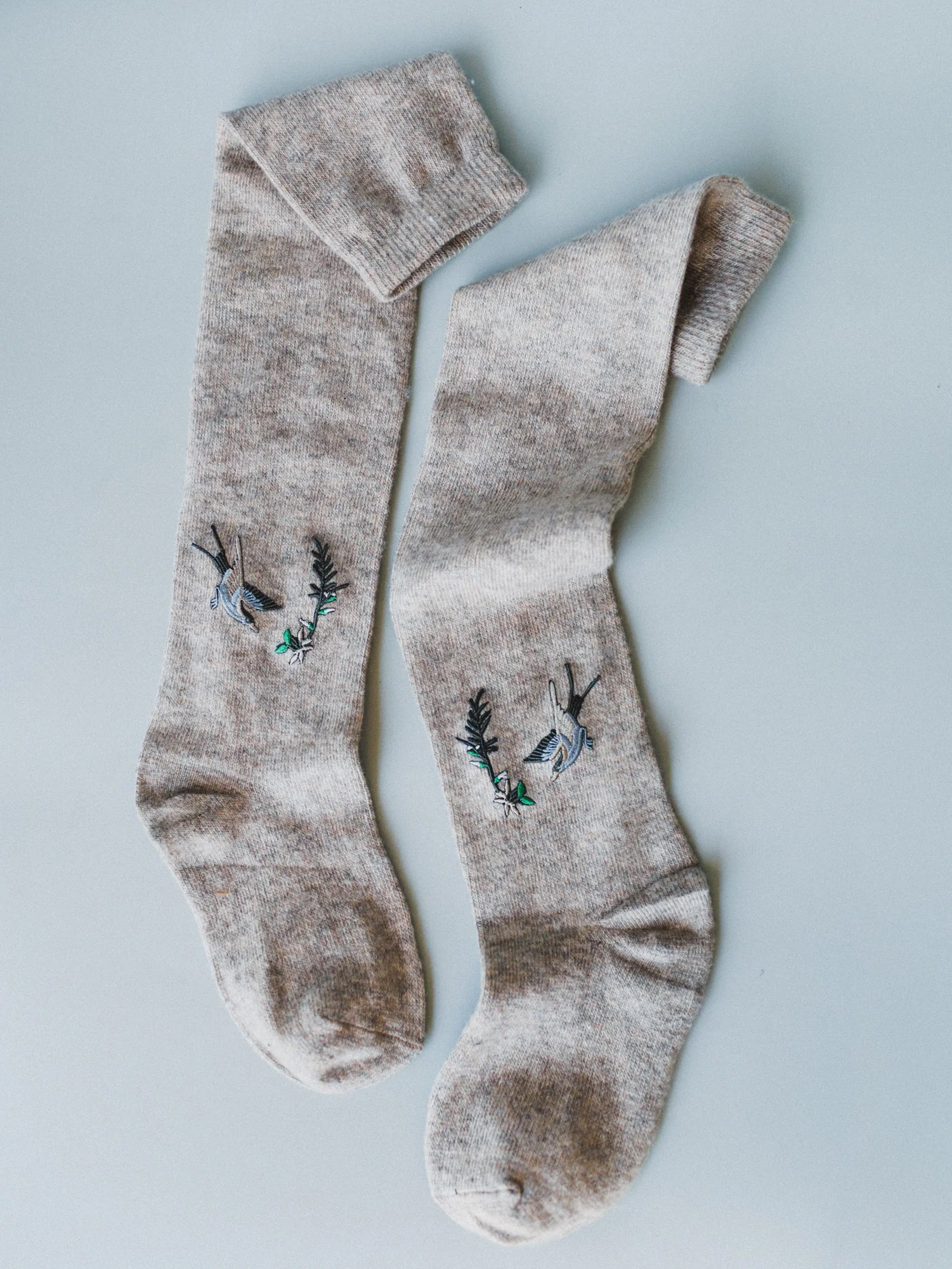 Birds Of A Feather Knee High Socks - Tan - Image 2