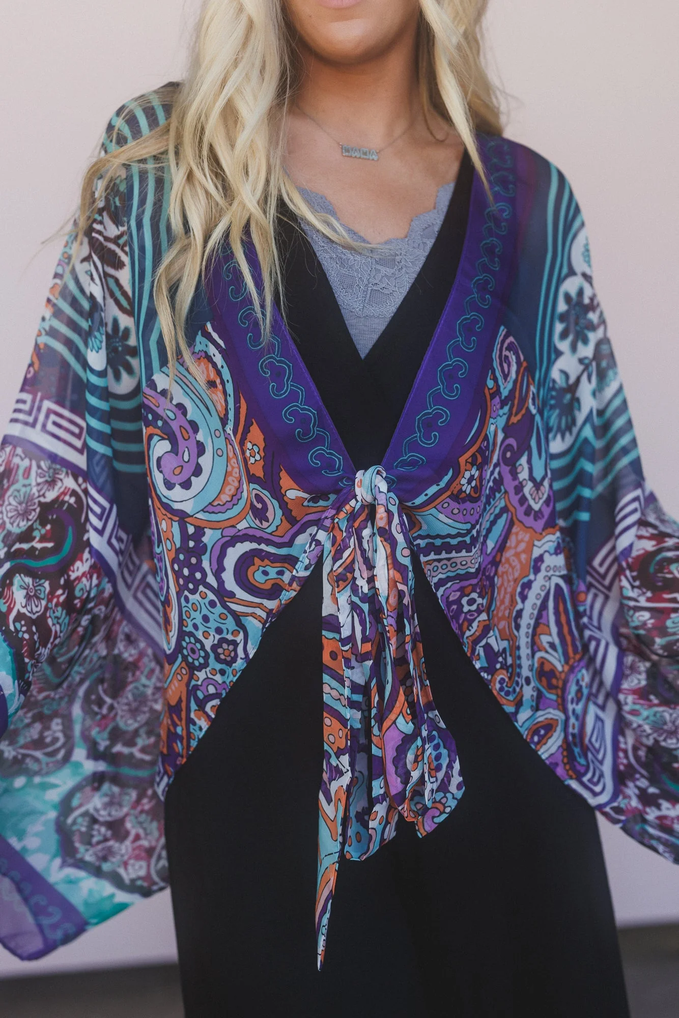 Blooming Mosaic Wrap - Blue Multi - Pre Order - Image 2