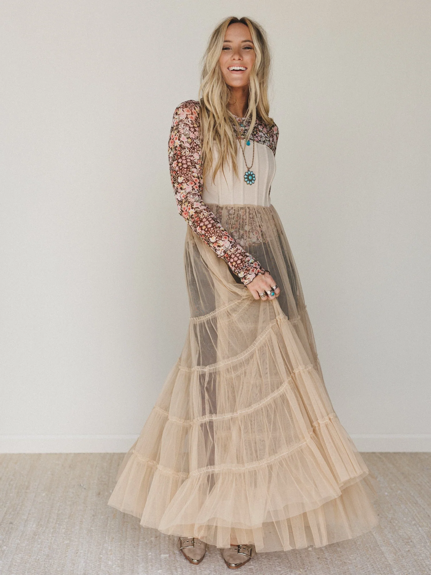 Blush Affair Tulle Maxi Dress - Sand - Image 4