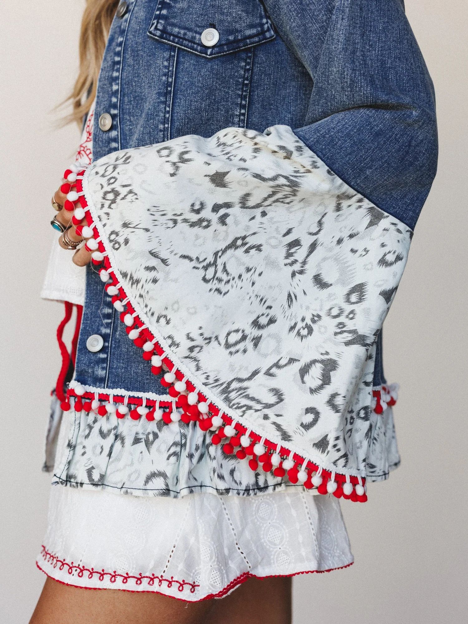 Boho Americana Denim Jacket - Denim - Image 4