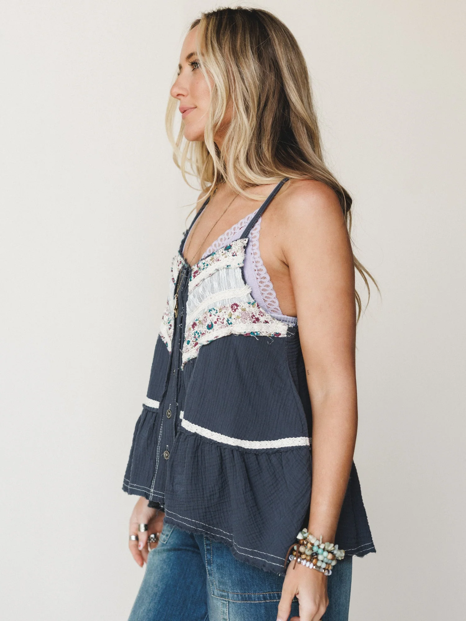 Boho Dreaming Top - Navy Charcoal - Image 3