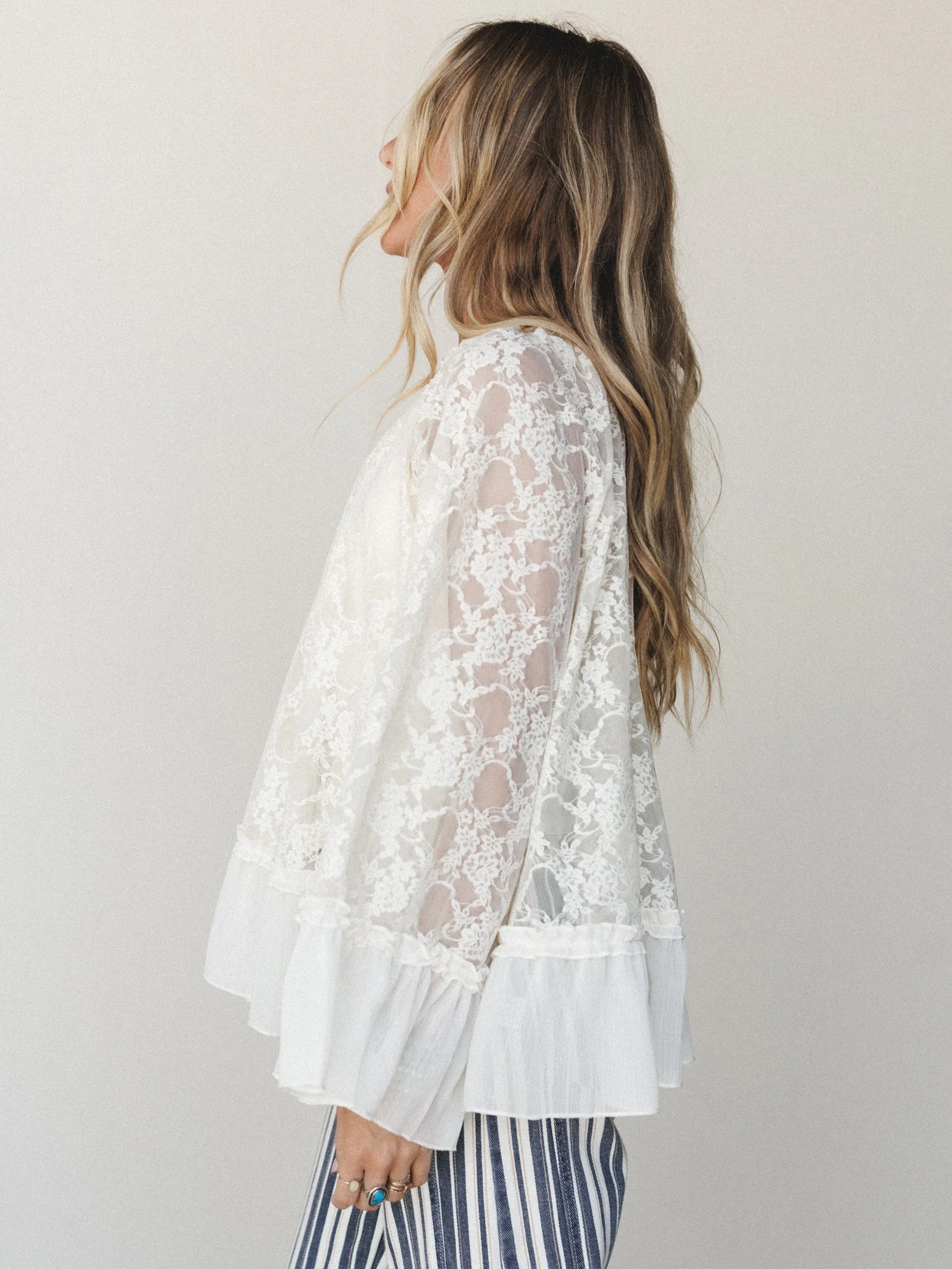 Boho Lace Top - Cream - Image 3