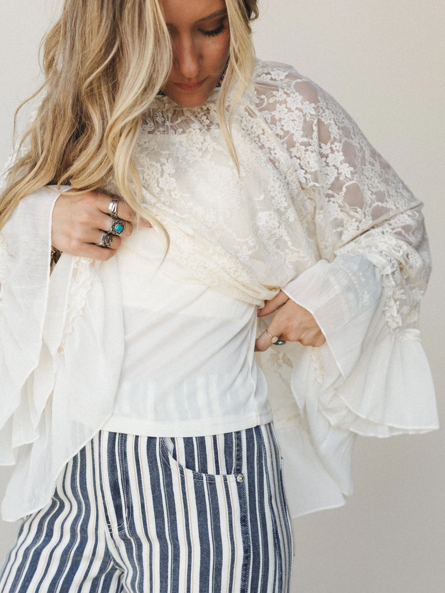 Boho Lace Top - Cream - Image 4