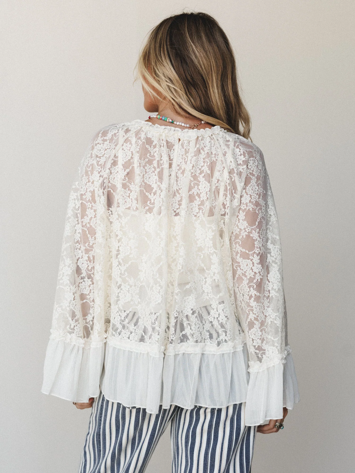 Boho Lace Top - Cream - Image 5