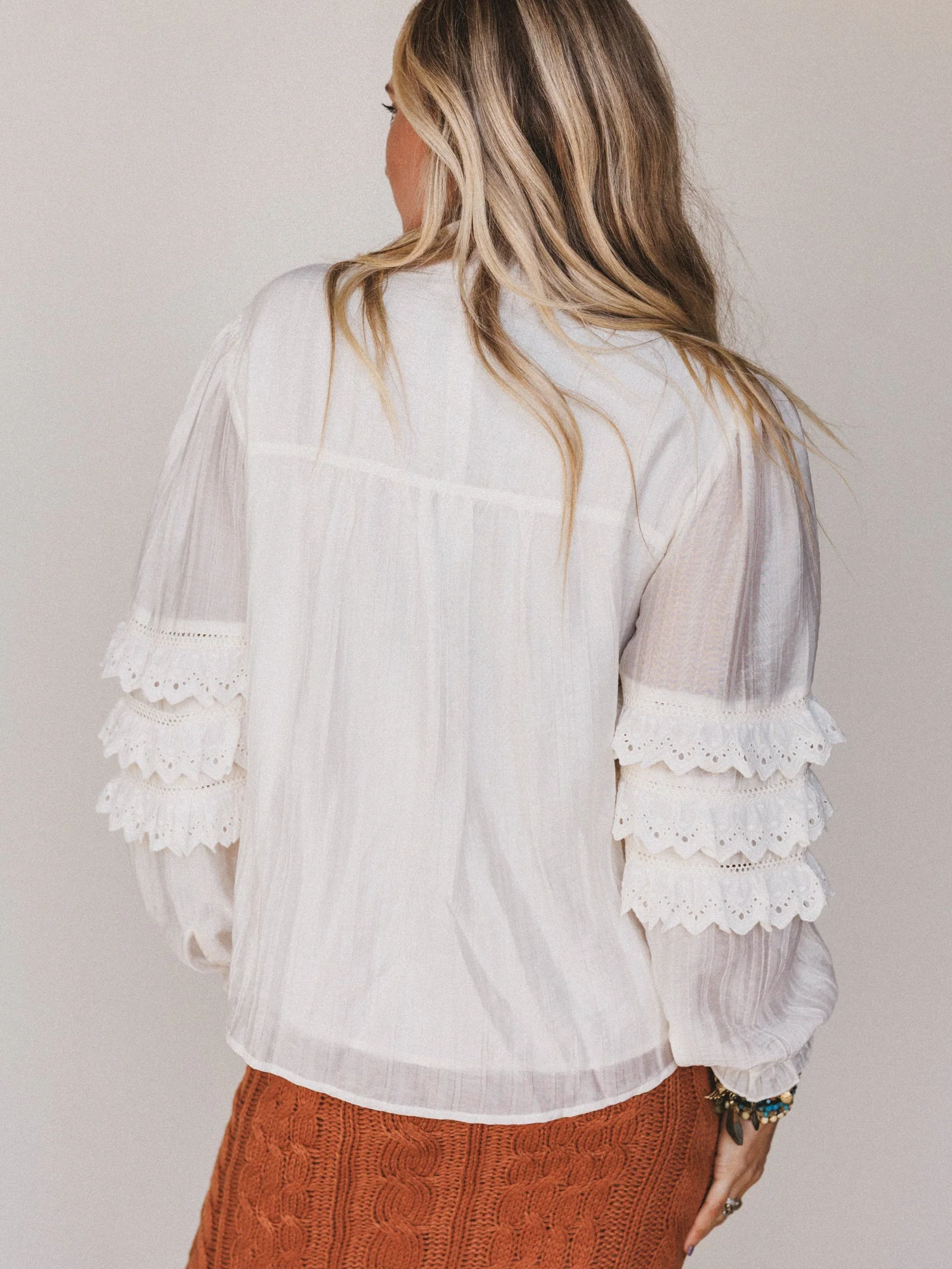 Boho Romance Blouse - Cream - Image 6