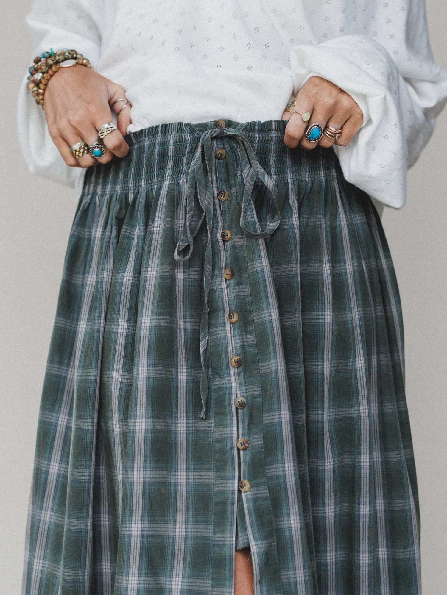 Bonfire Bloom Plaid Skirt - Olive - Image 2