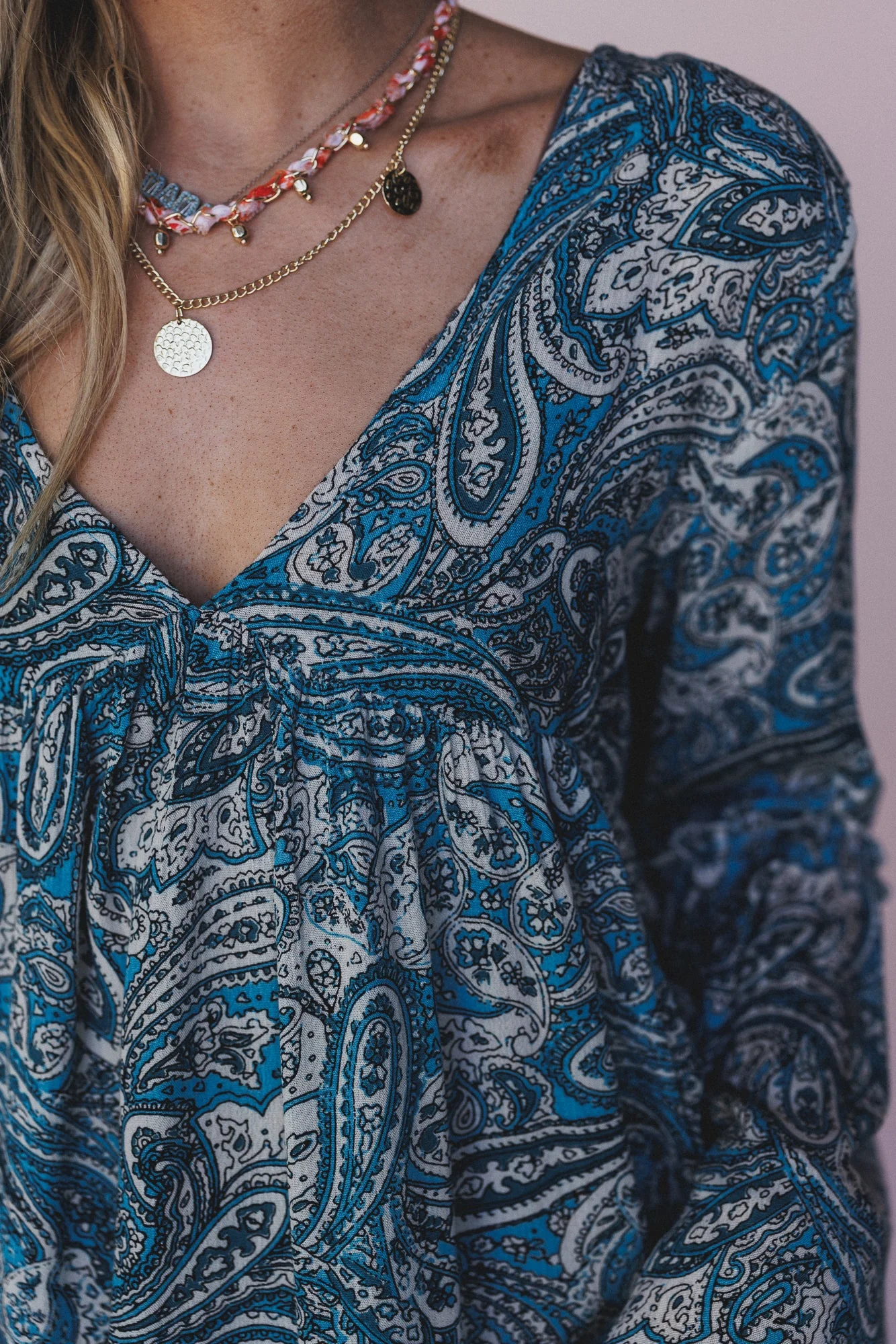 The Nest Brea Paisley Print Top - Blue Paisley Print - Image 3