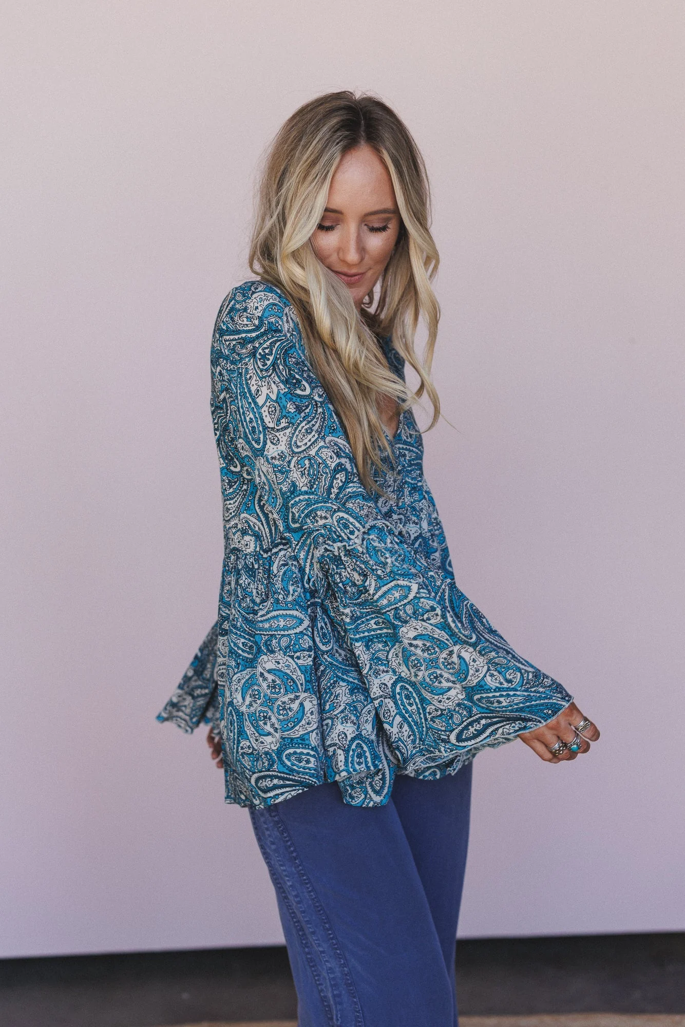 The Nest Brea Paisley Print Top - Blue Paisley Print - Image 5
