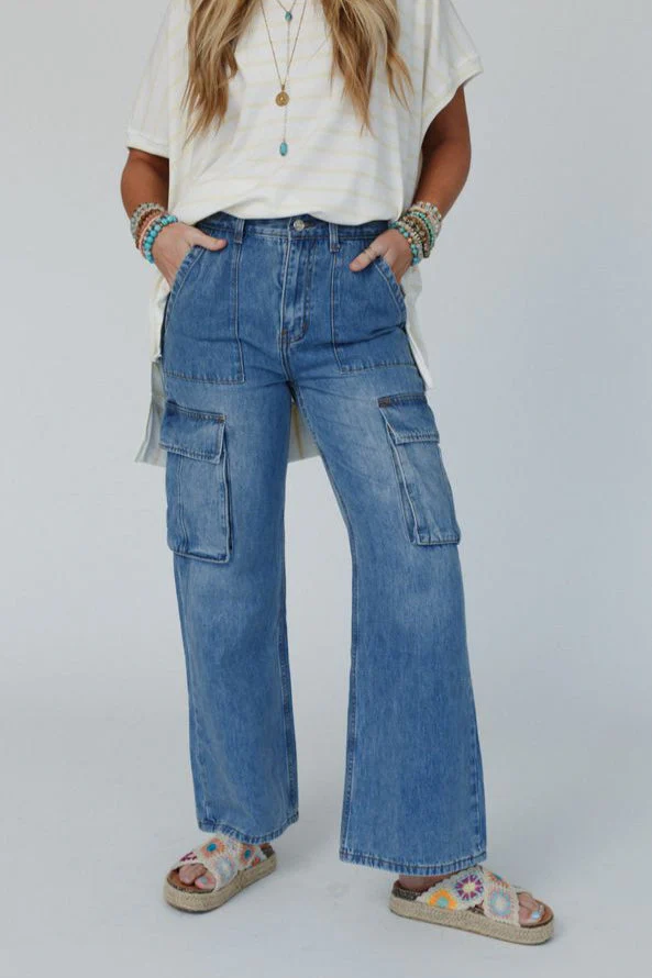 Britain Cargo Jeans - Medium Denim - Image 3