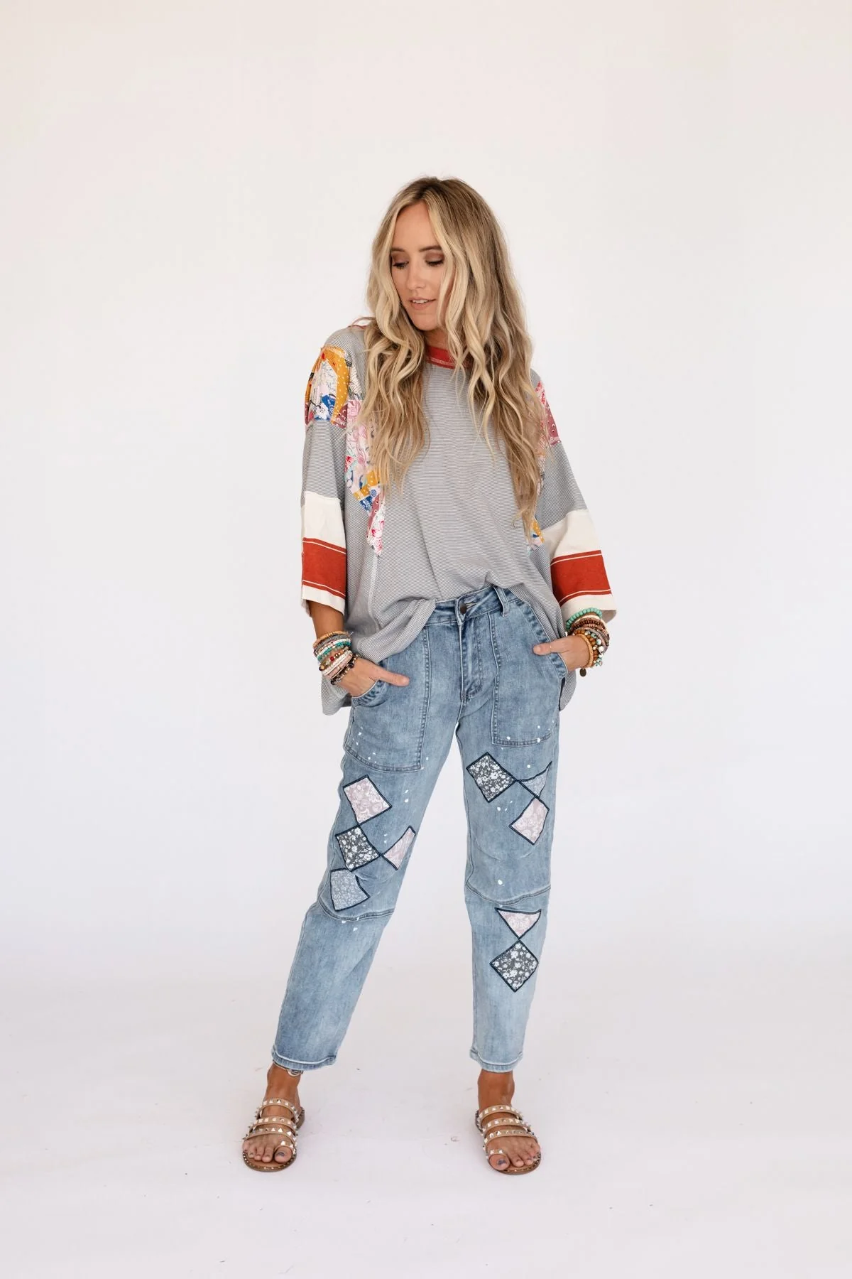 Britt Patchwork Top - Dark Gray - Image 3
