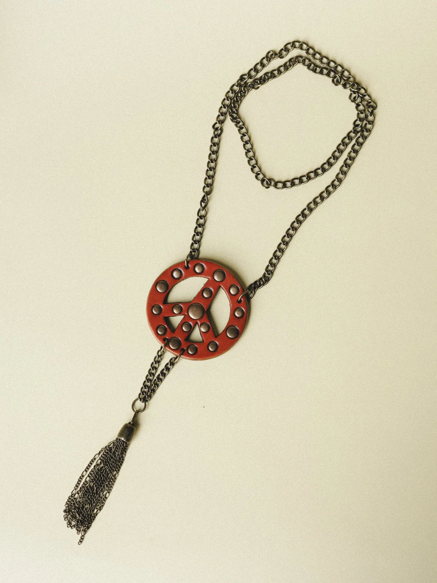 Peace and Love Leather Studded Necklace - Image 2