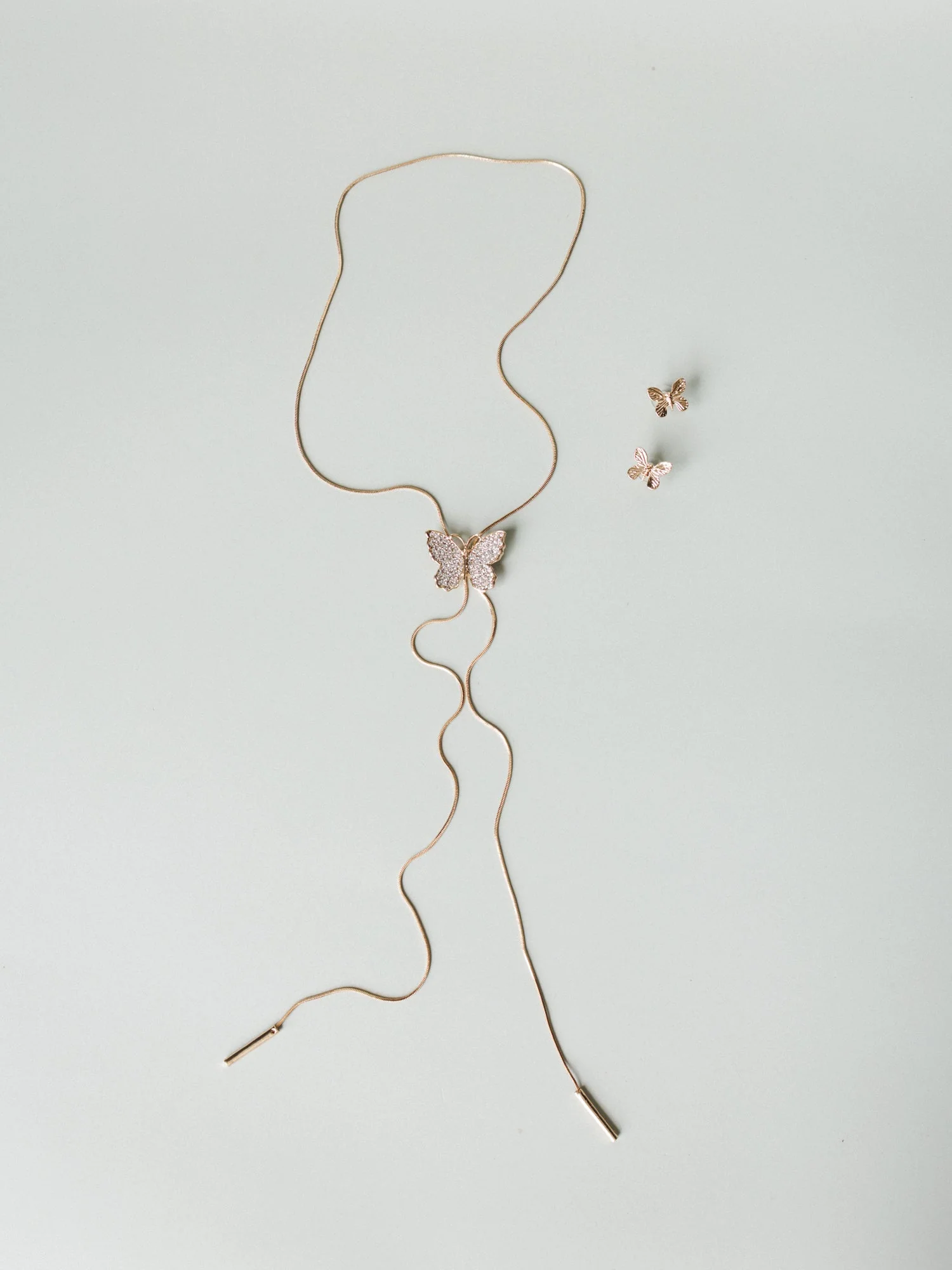 Butterfly Kisses Necklace & Earring Set - Gold - Image 2