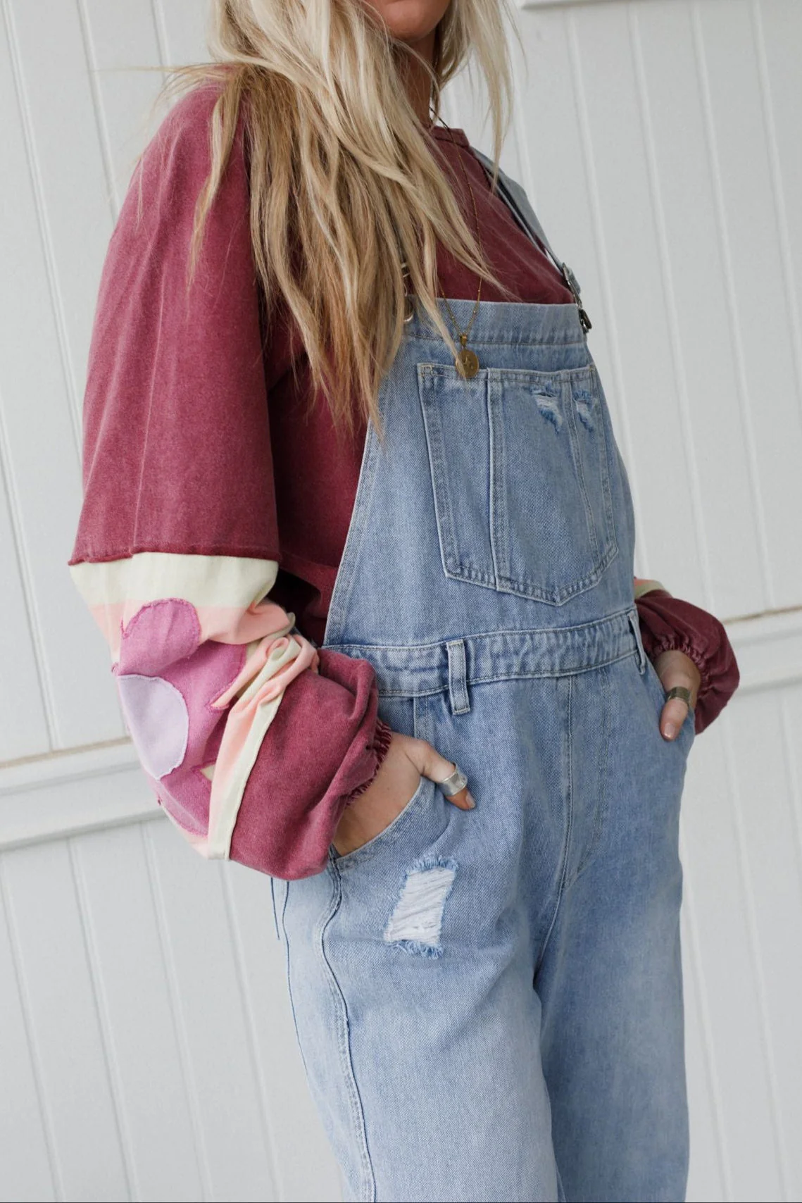The Nest Cali Dream Denim Overalls - Light Wash - Image 4