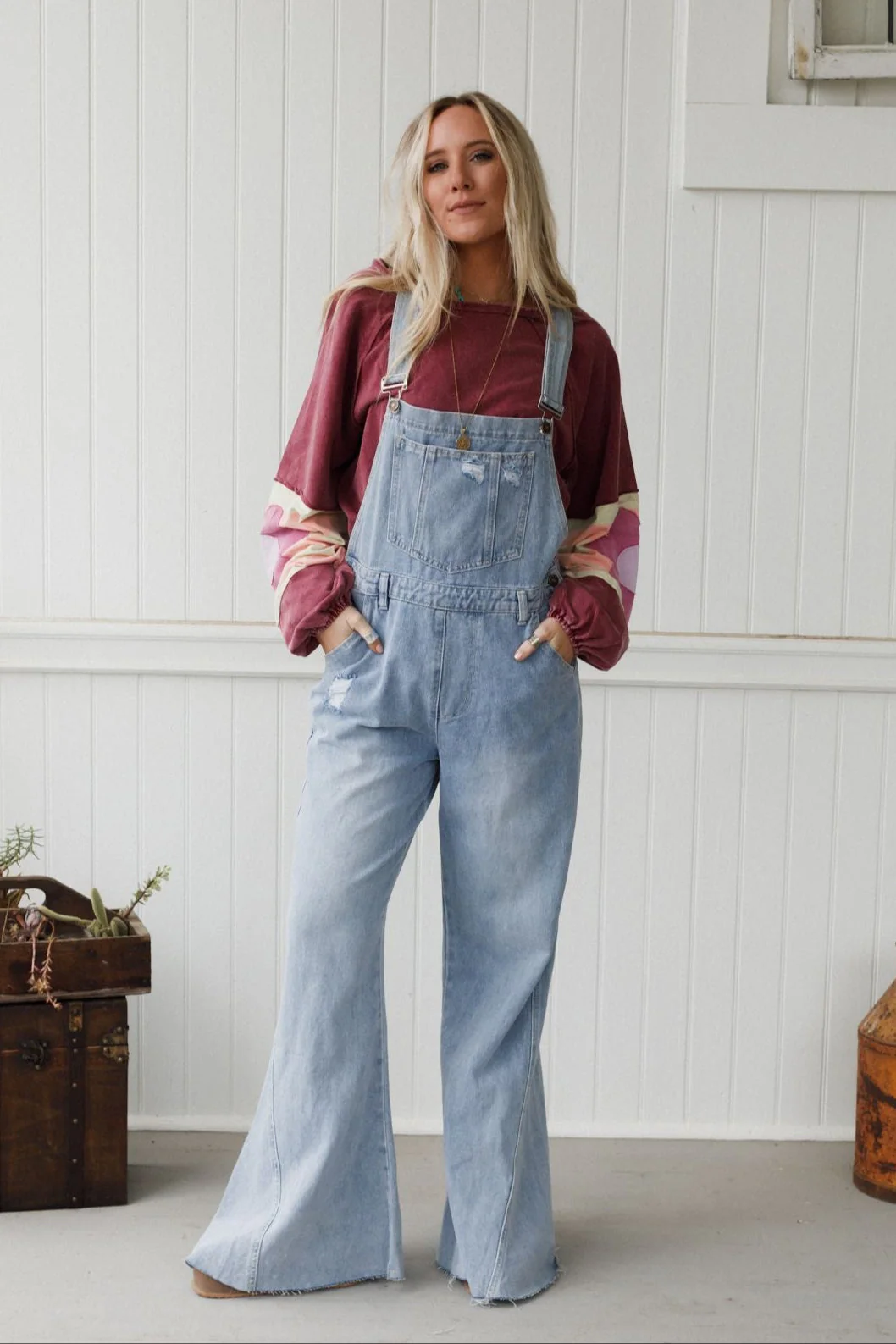 The Nest Cali Dream Denim Overalls - Light Wash - Image 6