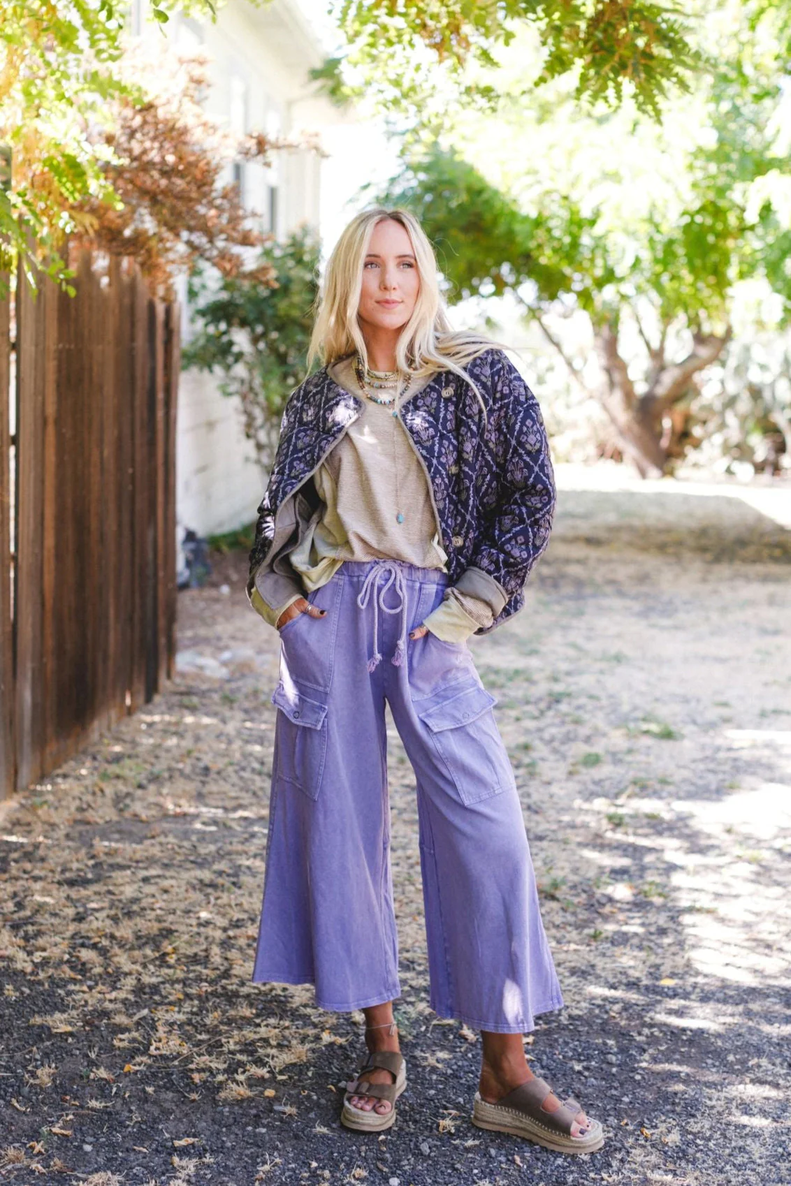 The Nest Cargo Cascade Wide Leg Pants - Peri Blue - Image 2