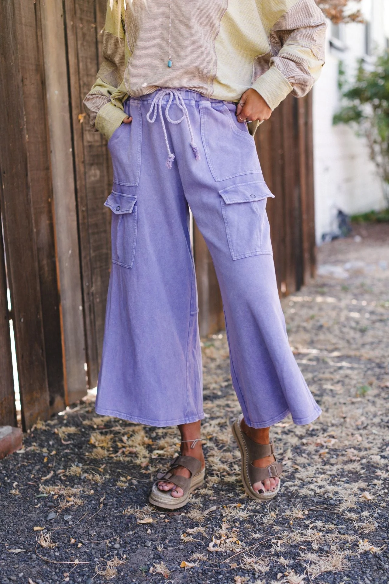 The Nest Cargo Cascade Wide Leg Pants - Peri Blue - Image 4
